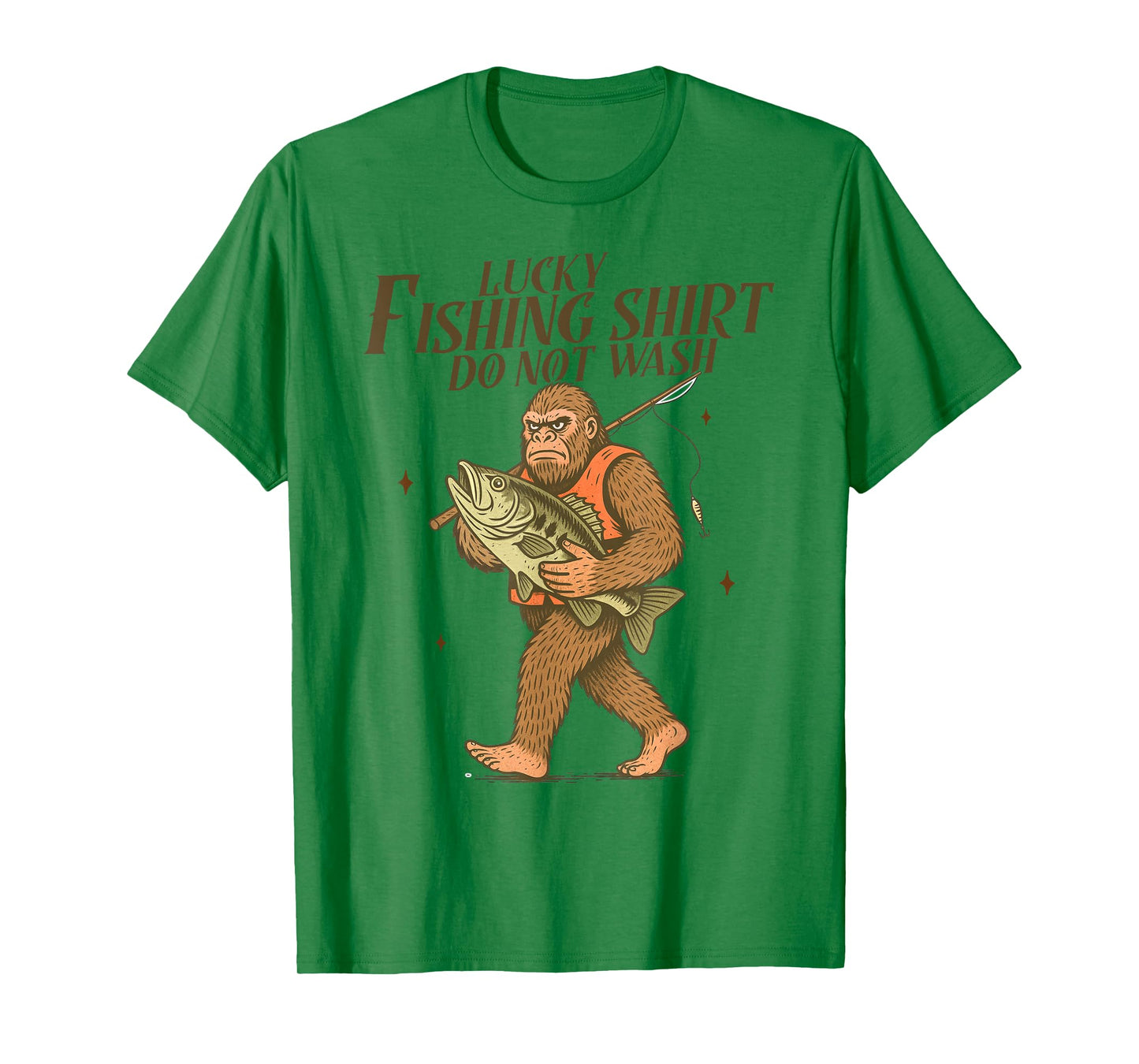 Fishing Lover Fisherman Bigfoot Funny Fisher Lucky Fishing T-Shirt