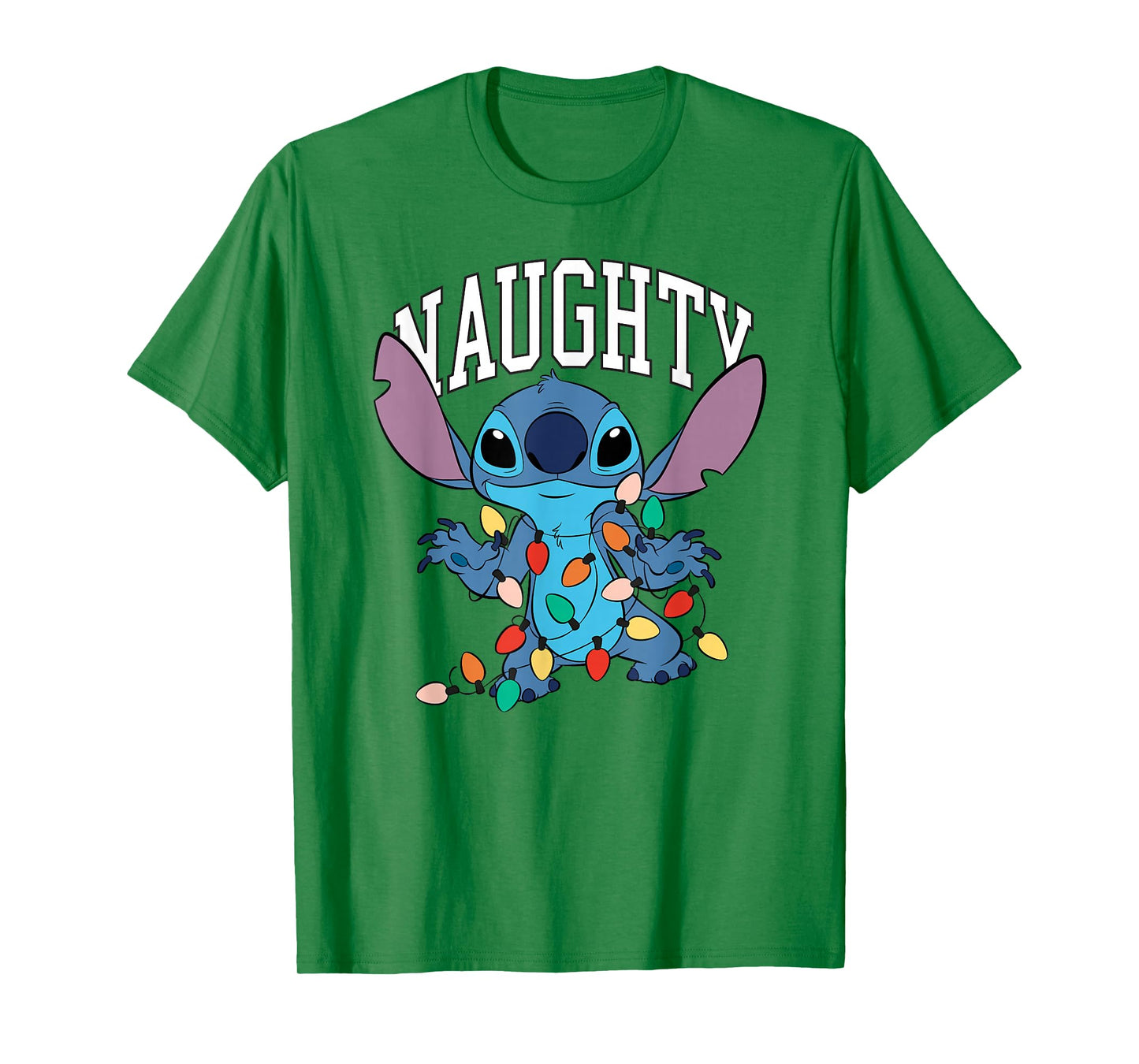 Disney Lilo & Stitch Christmas Naughty Boy with Xmas Lights T-Shirt