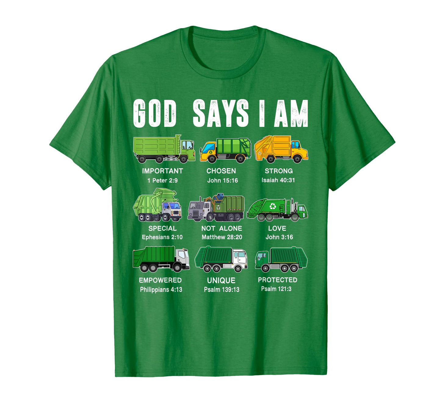 Toddler Boy God Says I Am Garbage Truck Jesus Brother Son T-Shirt