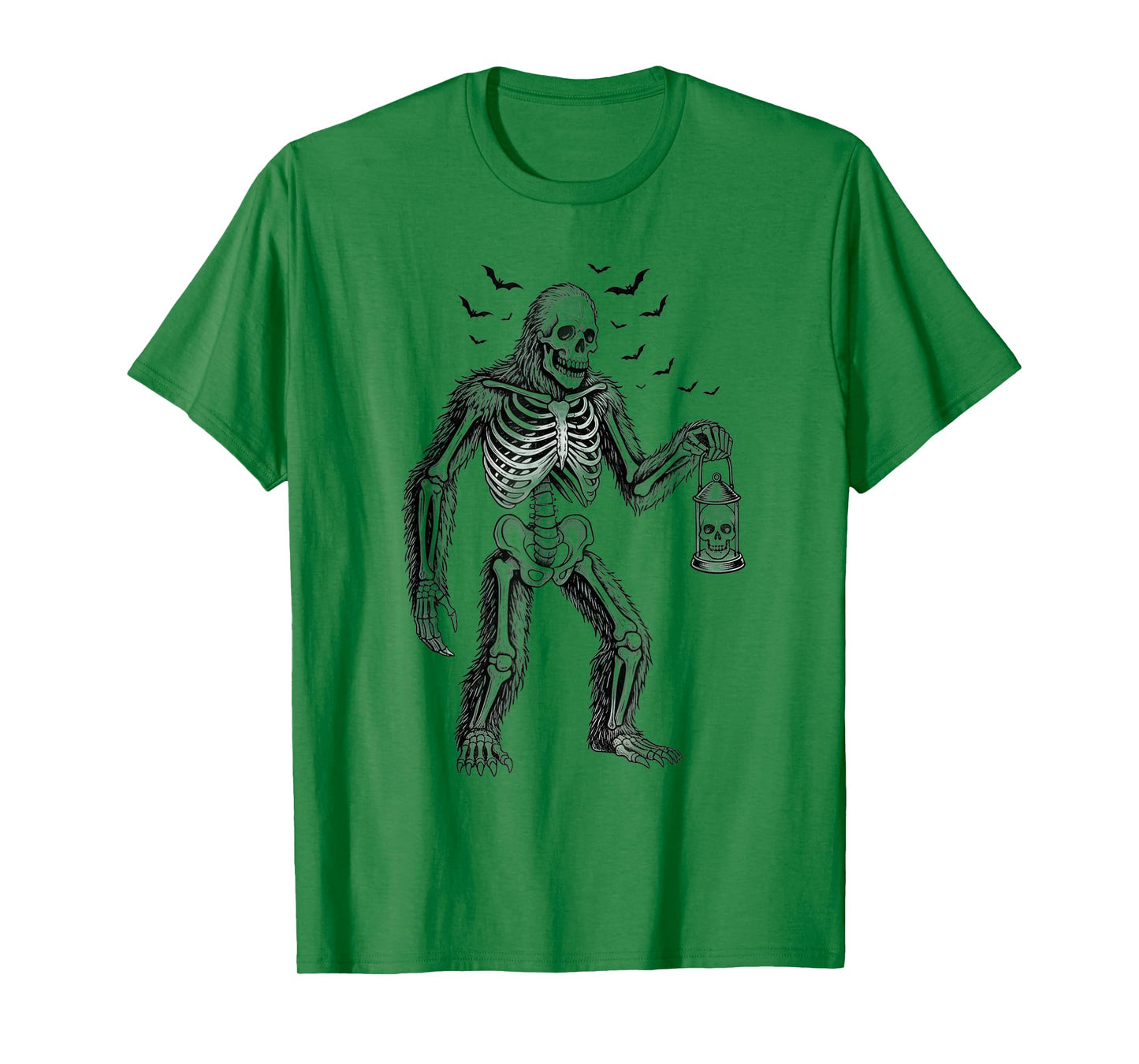 Funny Bigfoot Sasquatch Skeleton Halloween Men Women Kids T-Shirt