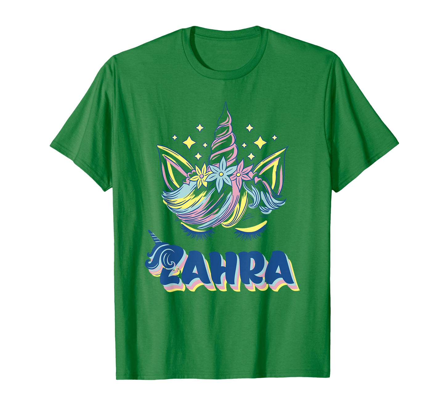 Zahra personalized custom name Rainbow Unicorn crown T-Shirt