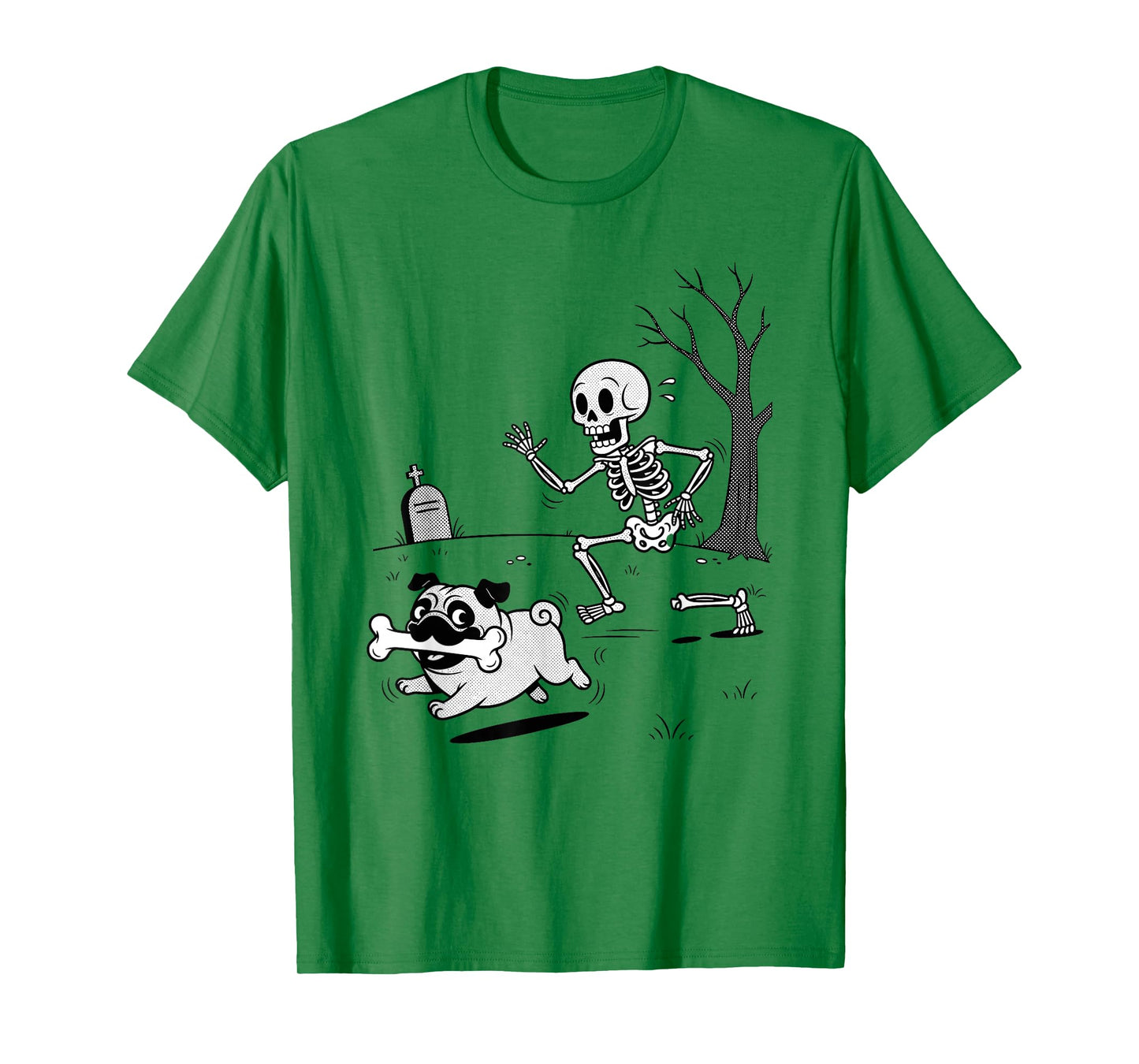 Halloween Dog Funny Skeleton Chasing French Bulldog T-Shirt