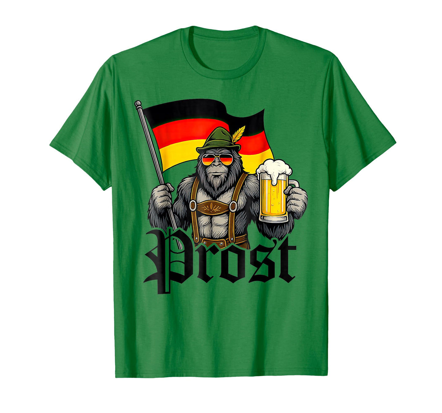 Prost Bigfoot Drinking Beer Lederhosen German Oktoberfest T-Shirt