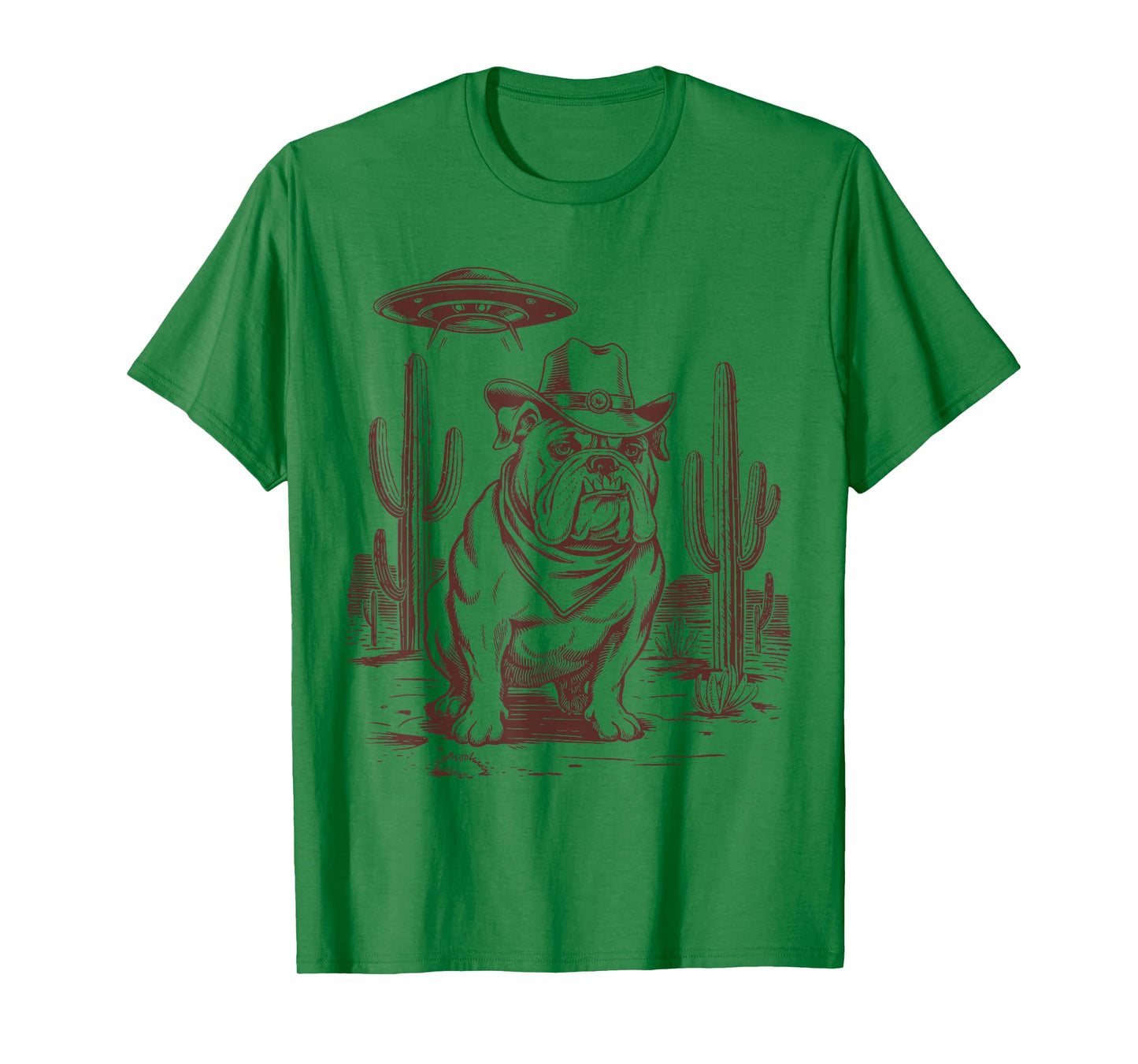 Bulldog UFO Western Vintage Alien 90s Retro Cowboy T-Shirt