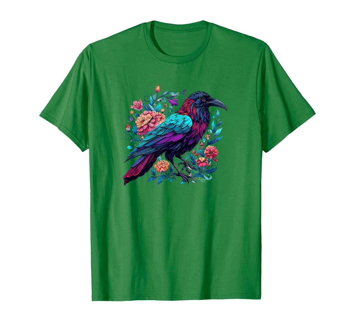 Gothic Edgar Allen Poe Nevermore Floral Crow Raven Lover T-Shirt