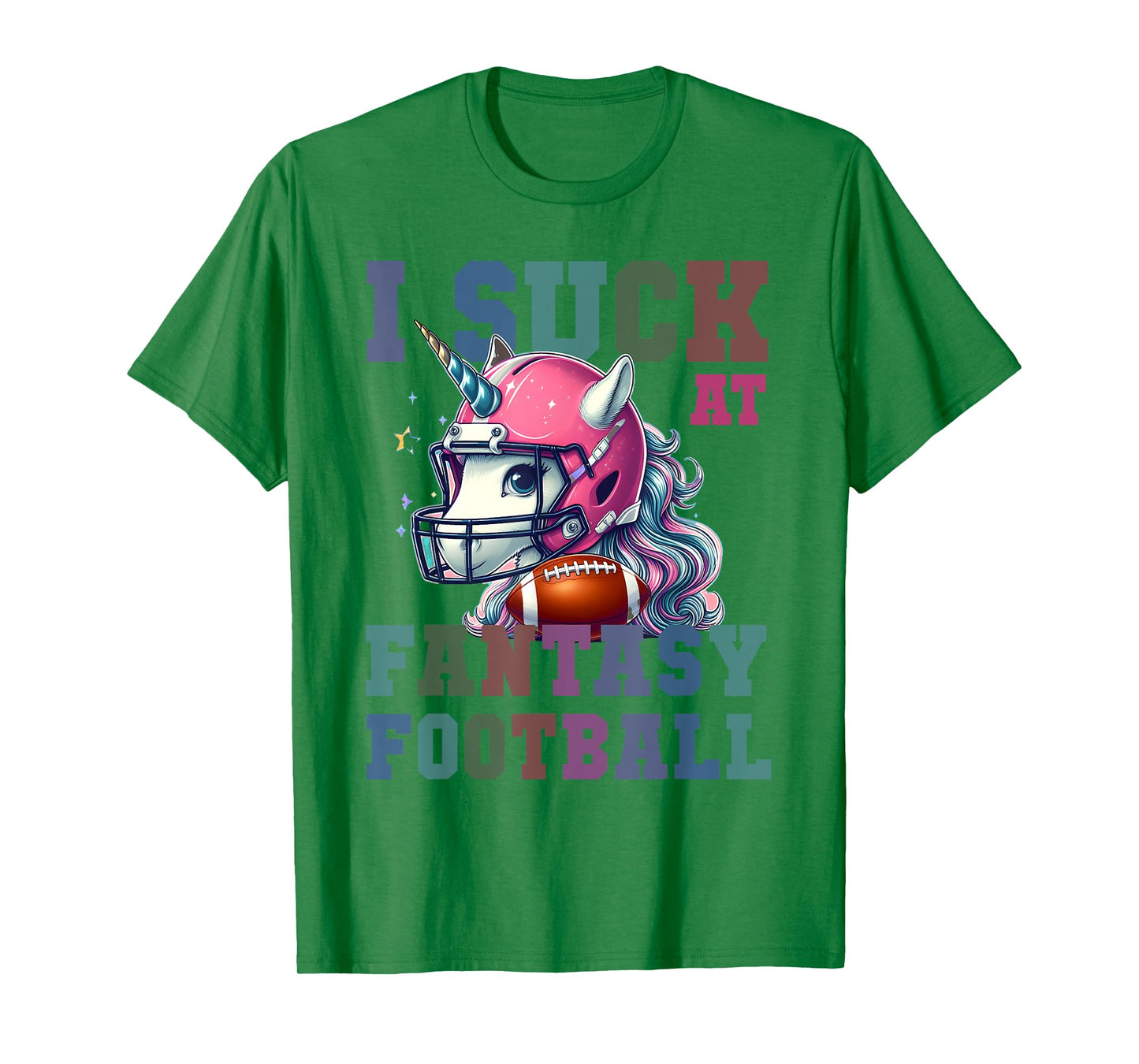 Funny Loser I SUCK AT FANTASY FOOTBALL Pink Unicorn Champ T-Shirt