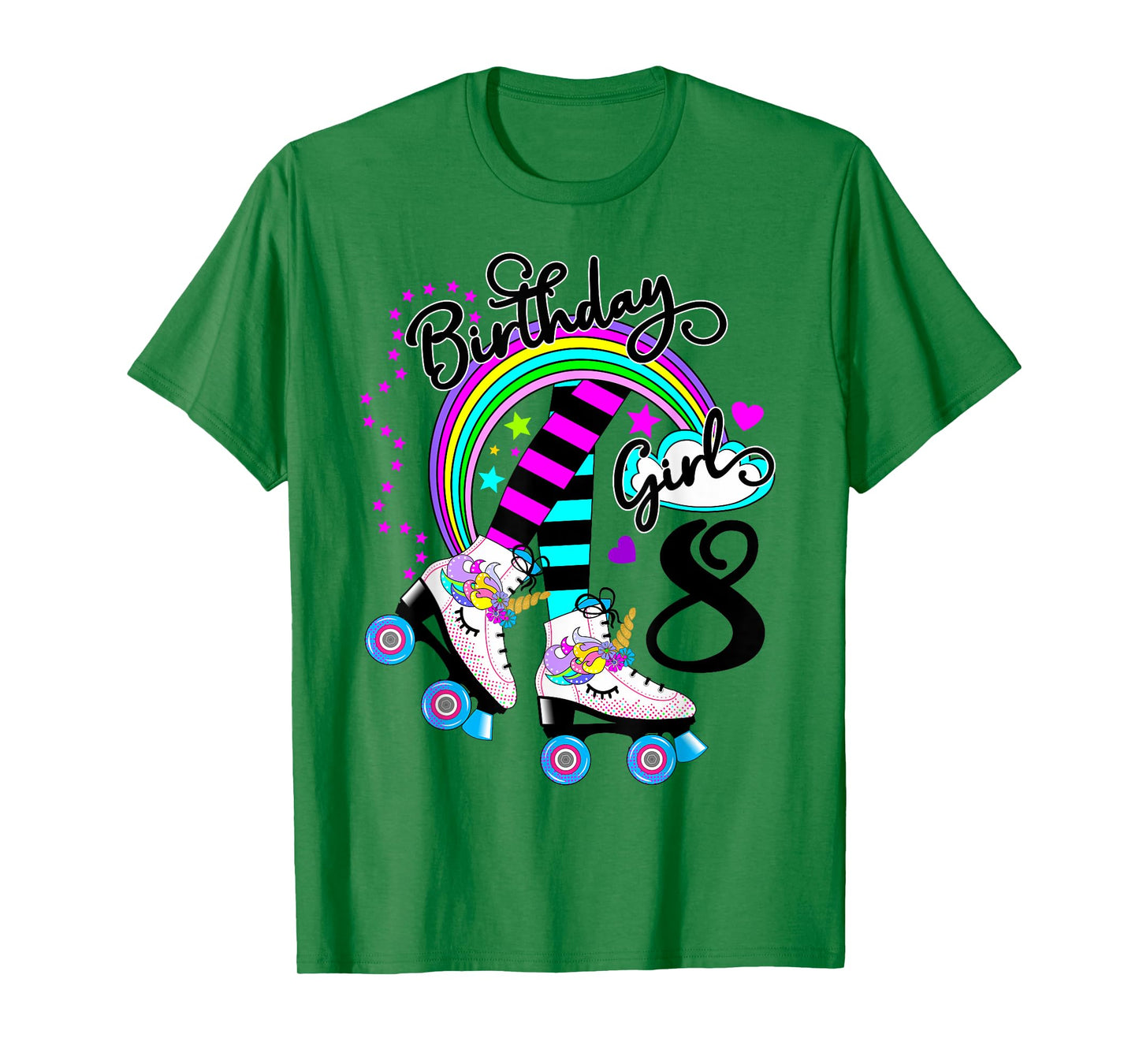 8th Unicorn Roller Skate Birthday Party for Girls Tee T-Shirt