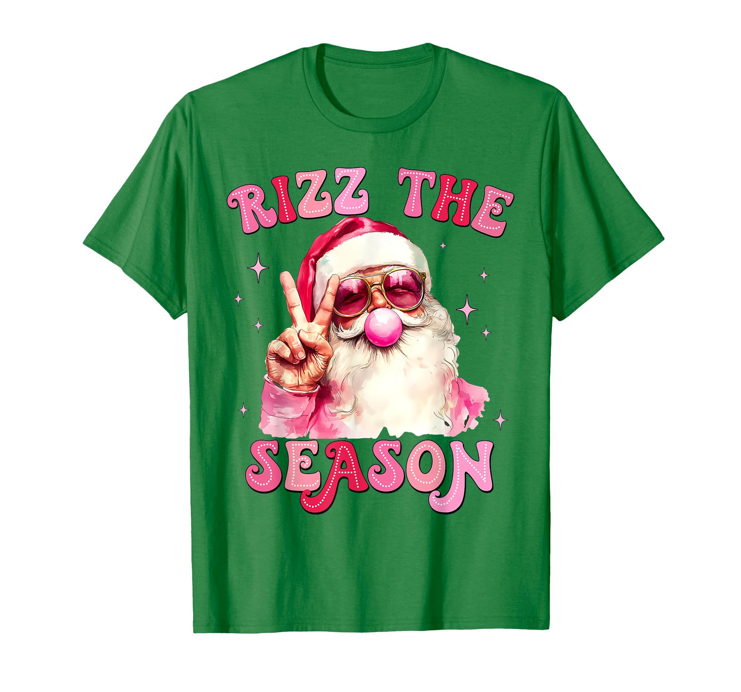 Rizz The Season Santa Pink Bubble Gum Rizzmas Christmas Kids T-Shirt