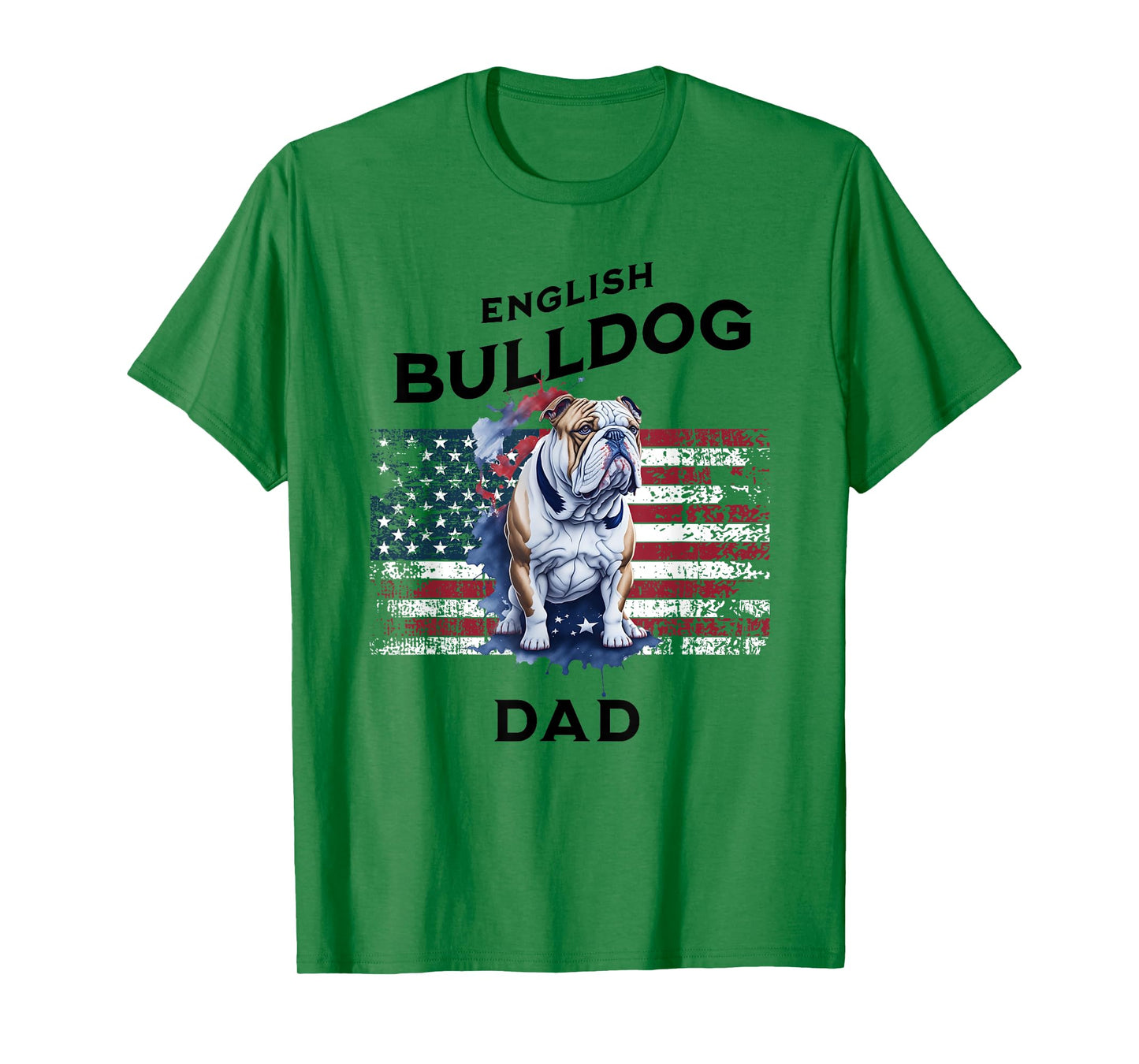 Patriotic English Bulldog Dad Print T-Shirt