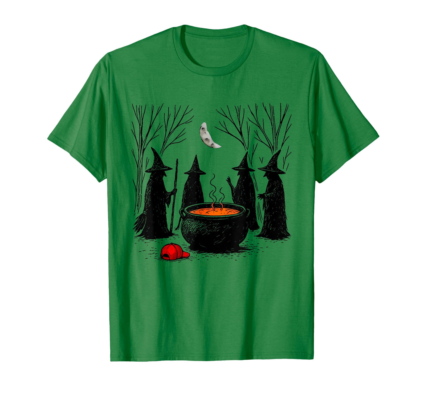 Funny Witches Brewing Cauldron Red Hat Anti Tr-mp Hallow T-Shirt