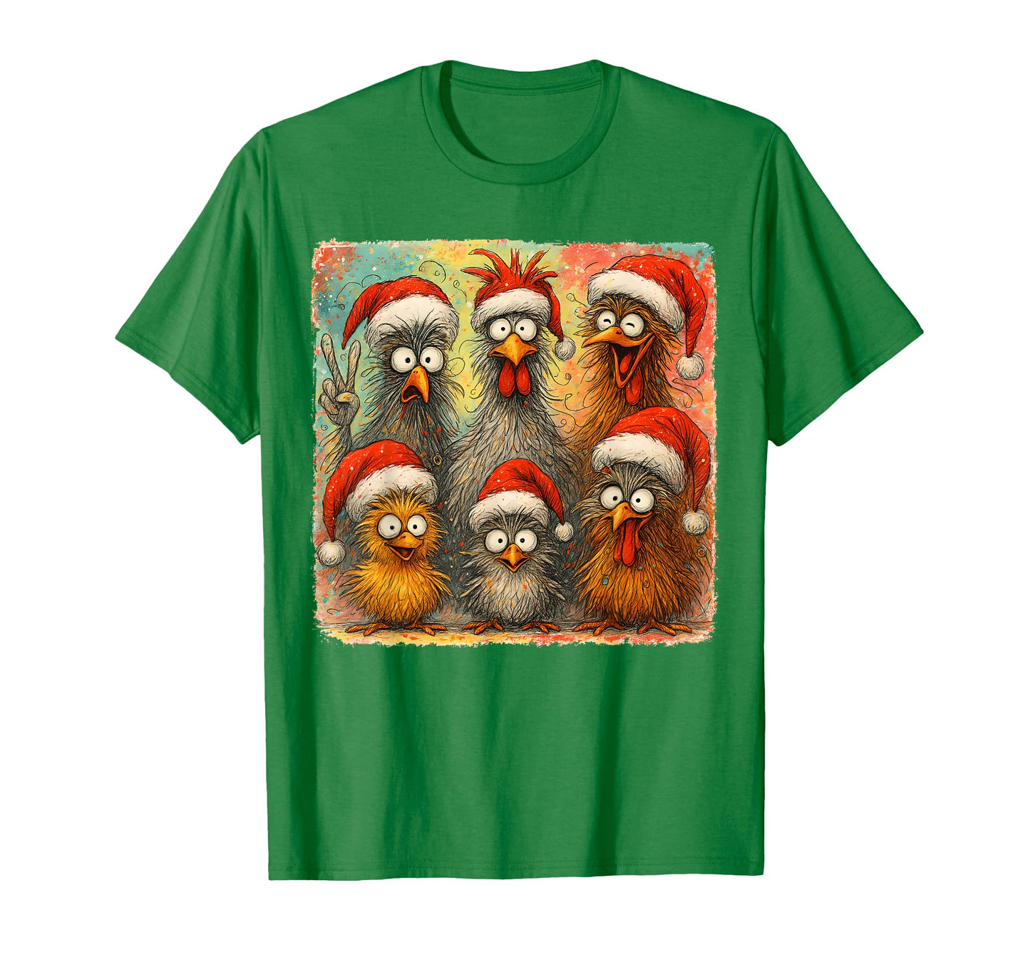 HUGvyn Christmas Santa Chicken Crazy Eagerlys Rooster Meme T-Shirt