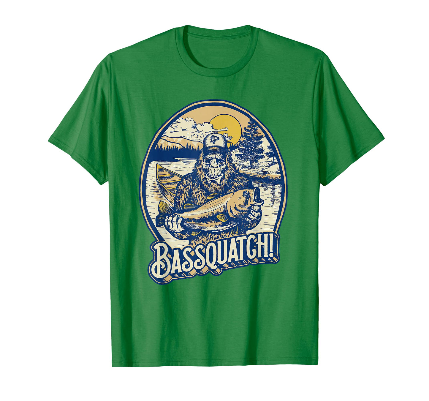 Giant Step Design Co. Bassquatch! Bass Fisherman Sasquatch Funny Bigfoot Fishing T-Shirt