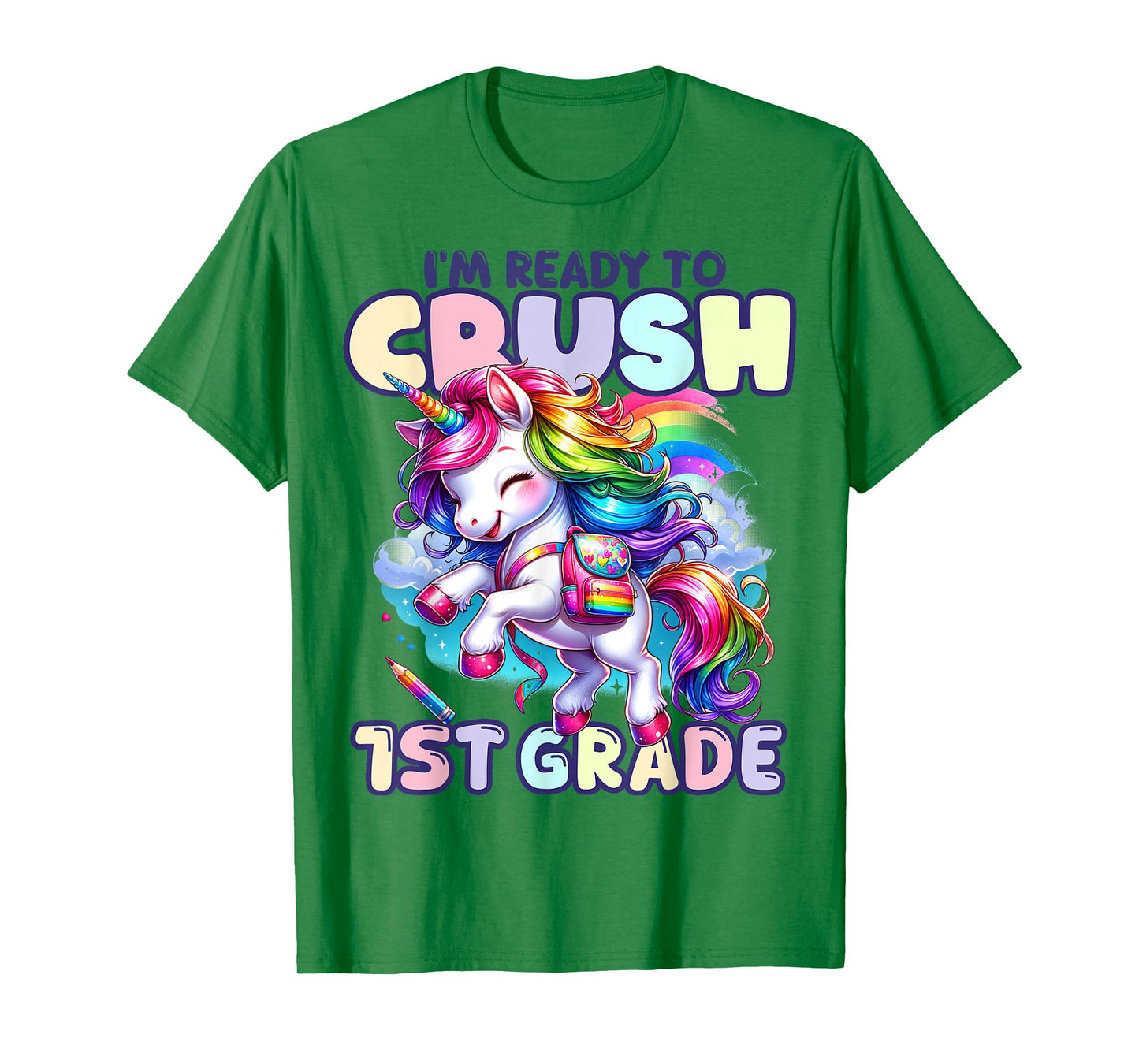 Crush 1st Grade Girls Back to School Unicorn First Day Cute T-Shirt