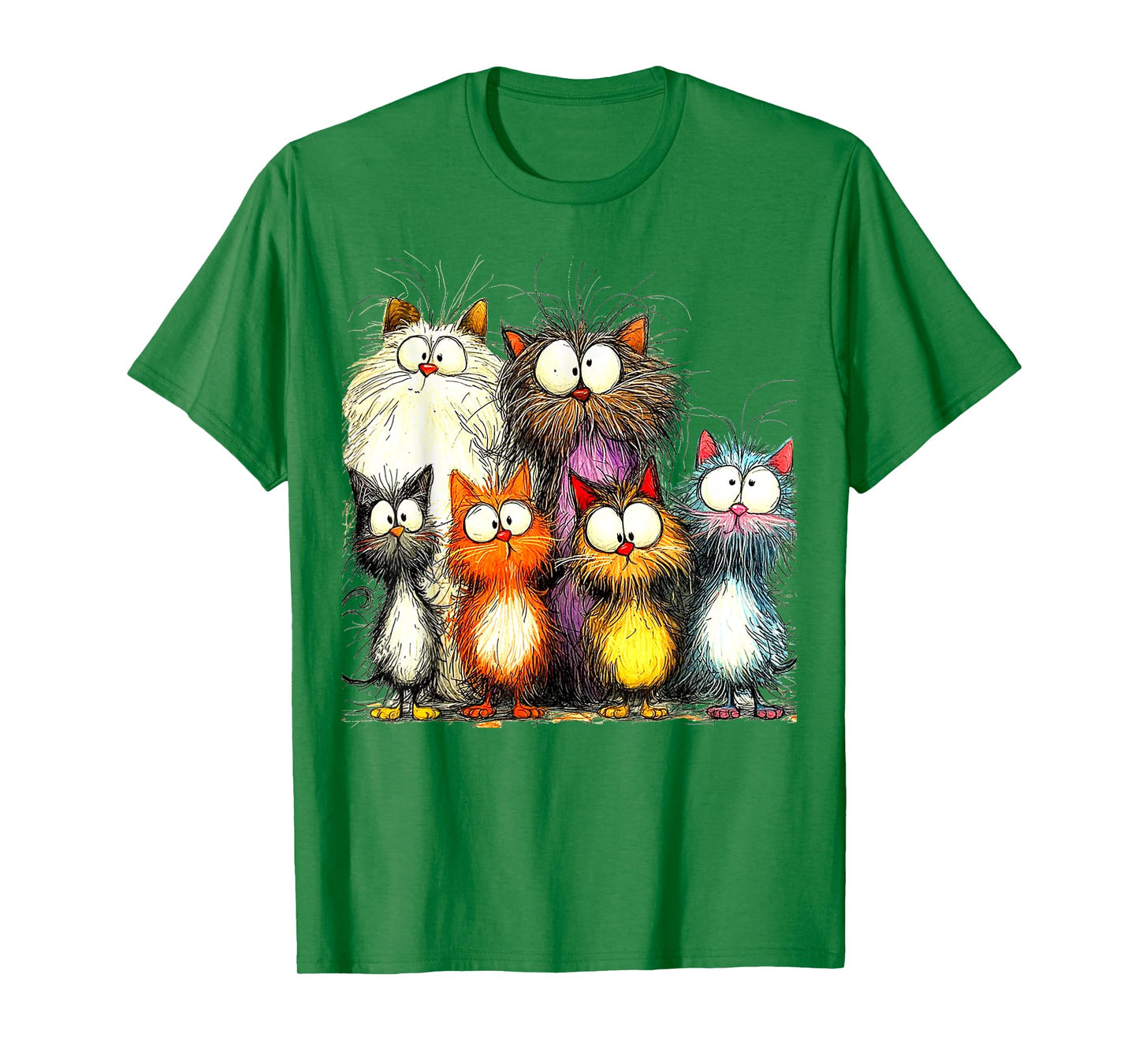 Eagerlys Silly Funny Cat Famliy Art Colorful Cats - Kitten T-Shirt for Men Women