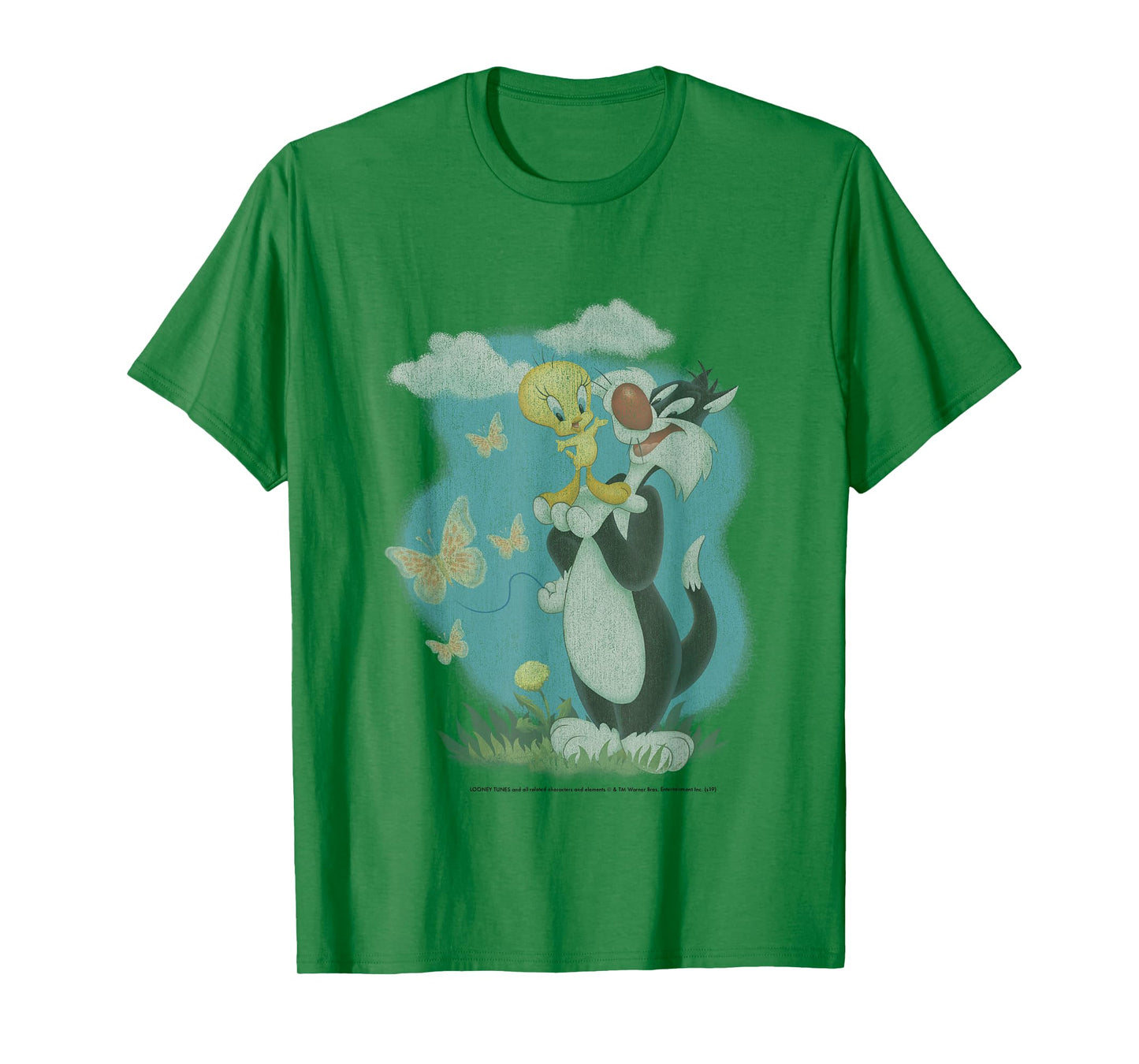Looney Tunes Sylvester And Tweety Bird Butterfly Portrait T-Shirt