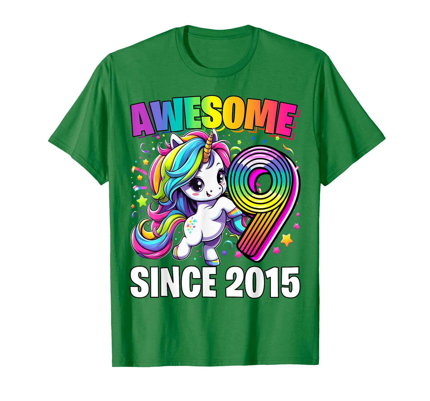 Unicorn 9th Birthday 9 Year Old Unicorn Party Girls Outfit T-Shirt