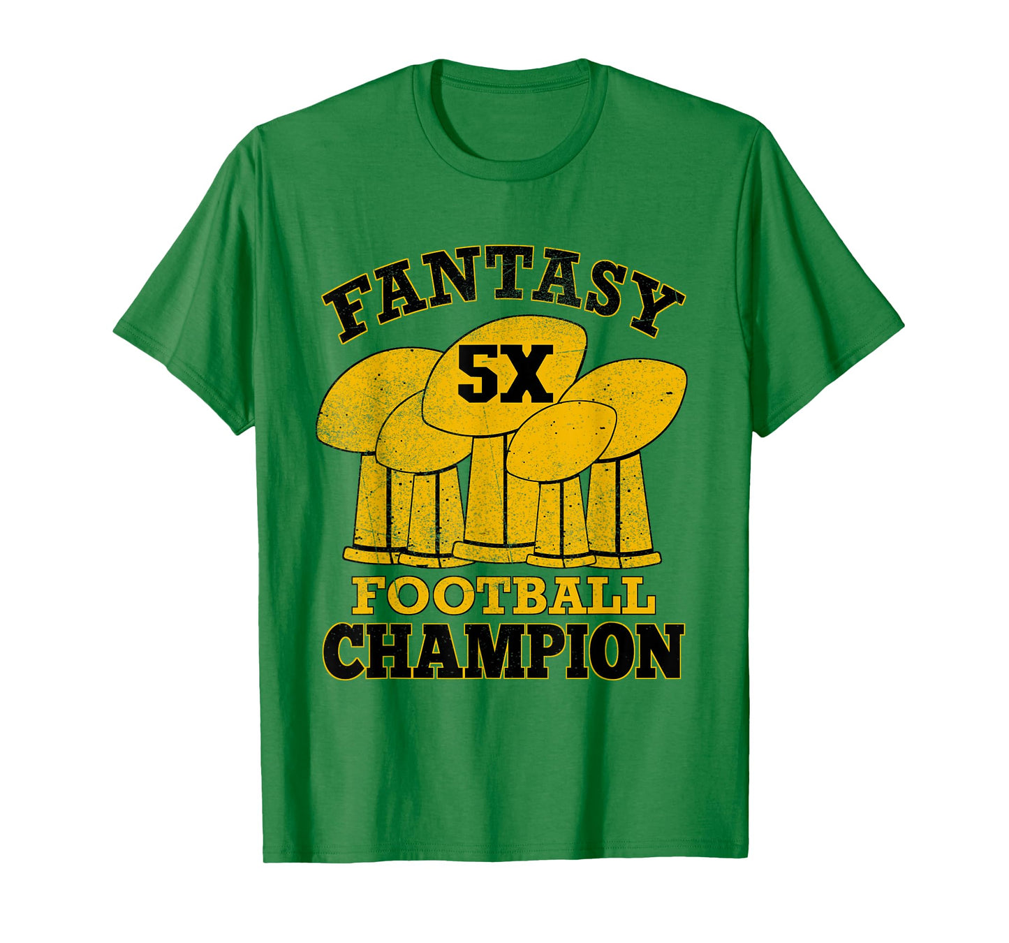 Fantasy Football 5X Champion Five Time Champ Trophy Winner T-Shirt