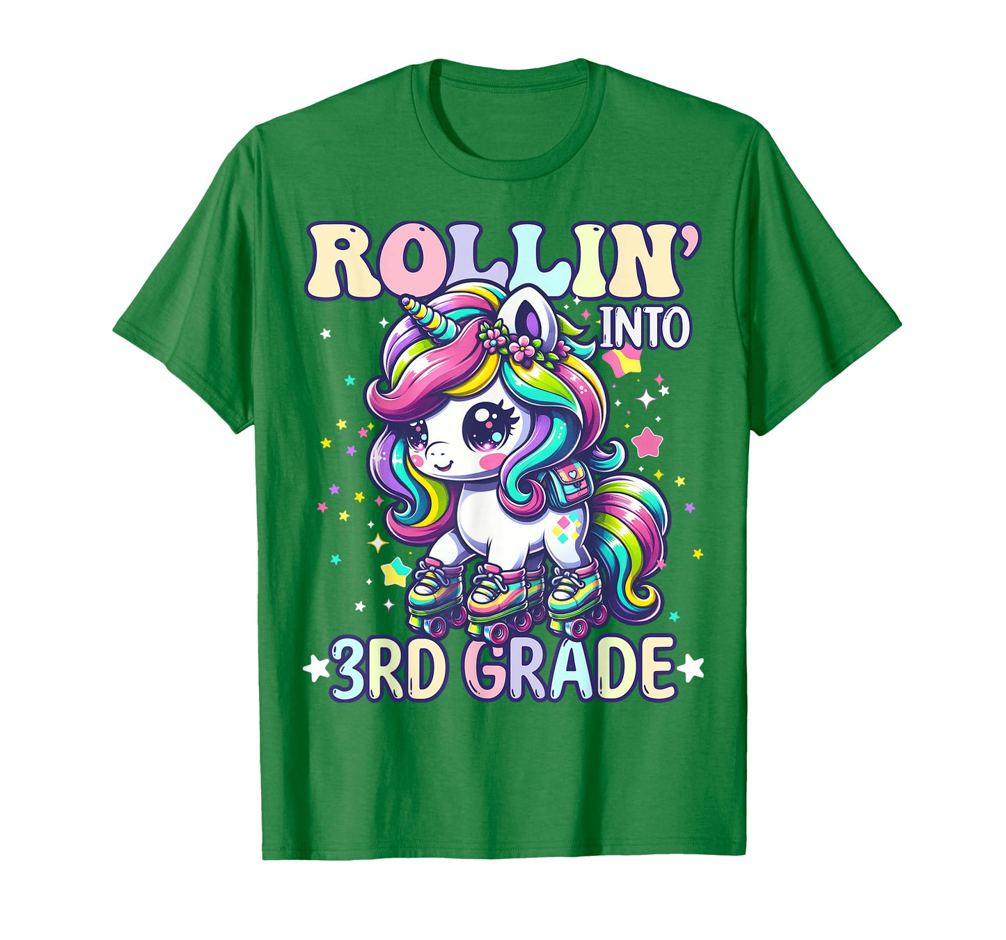 3rd Grade Back To School First Day Girl Rollin Unicorn T-Shirt