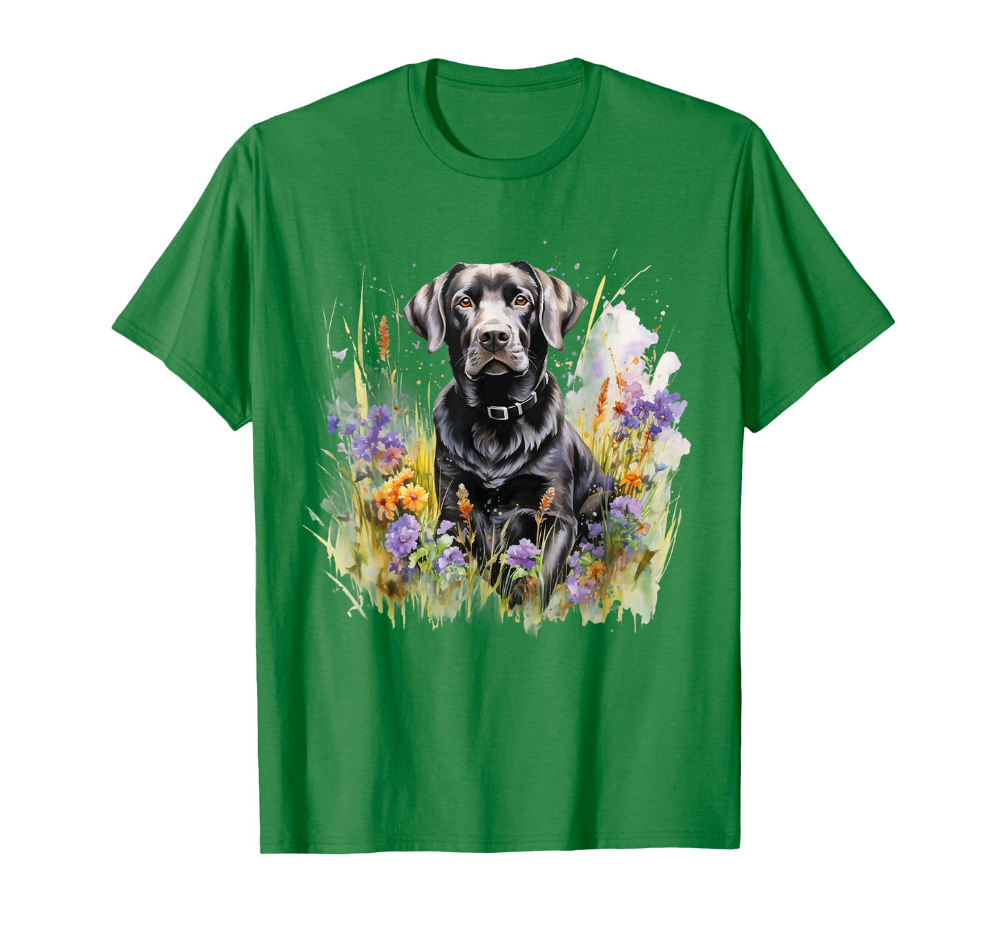 Floral Wildflower Dog Black Labrador Retriever T-Shirt