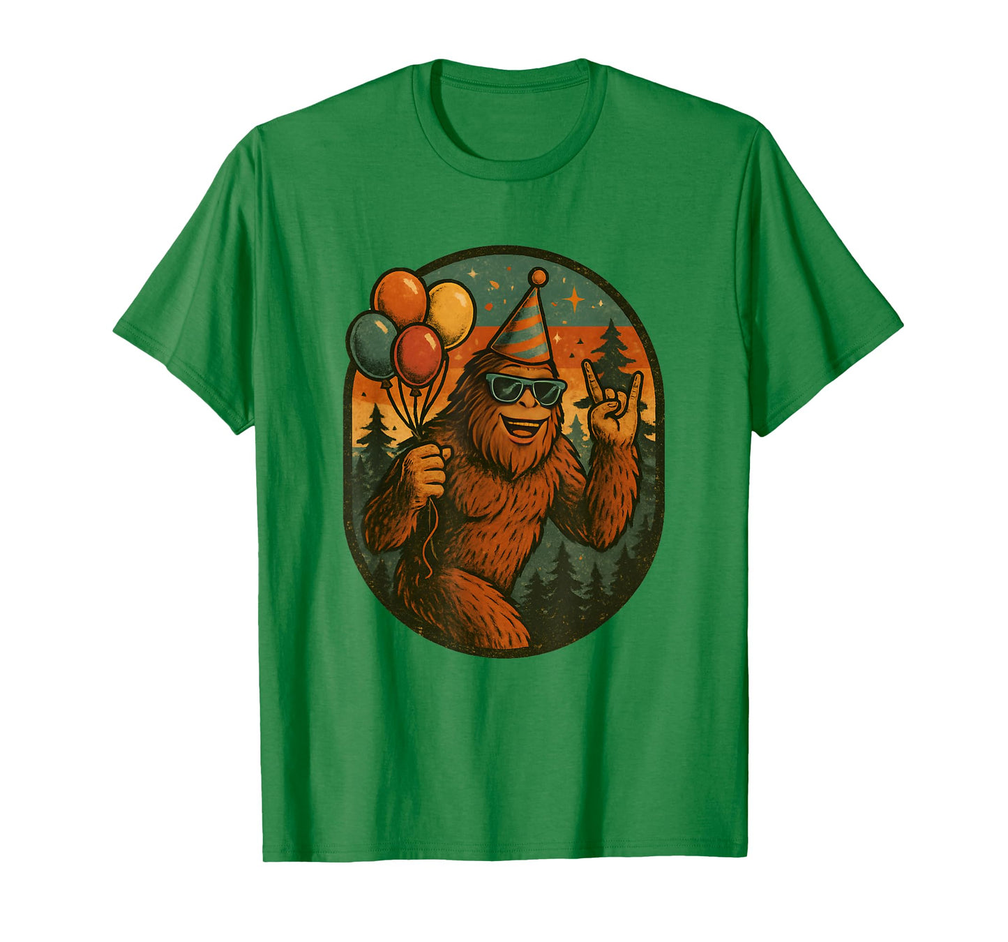 Bigfoot Party Vibes Birthday Balloons Forest Fun T-Shirt