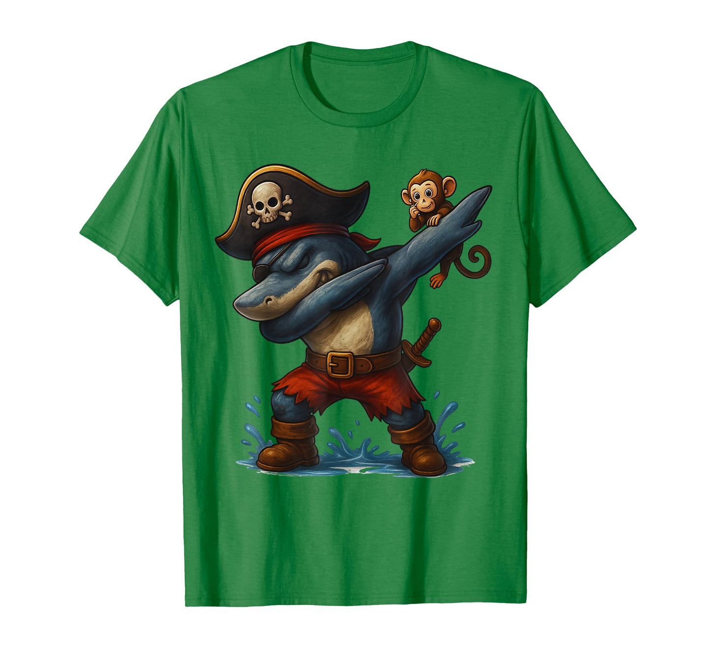 Funny Pirate Shark Dab Kids Tee Costume Cartoon T-Shirt