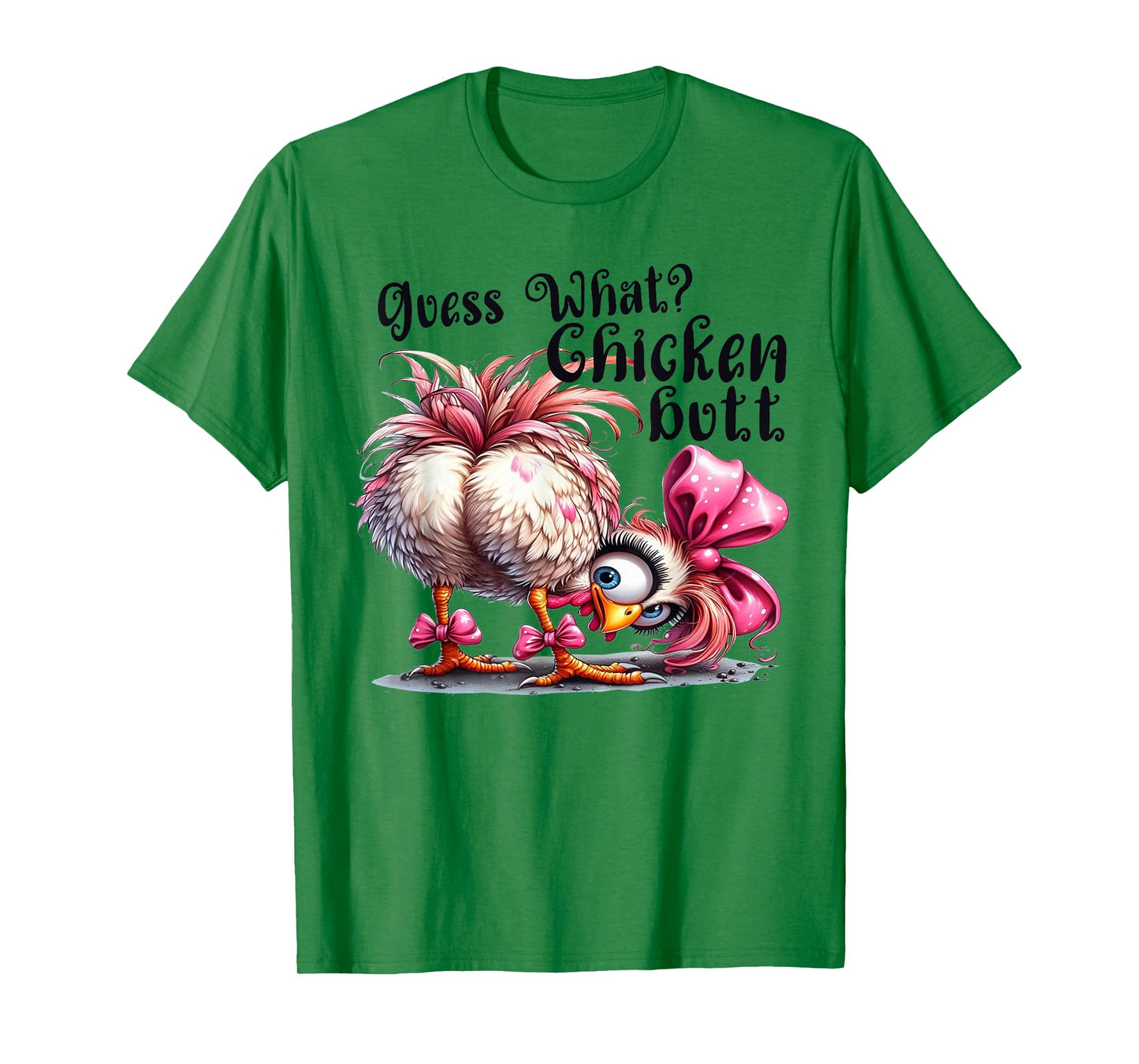 Guess What Chicken Butt Funny Chicken Coquette Bow T-Shirt