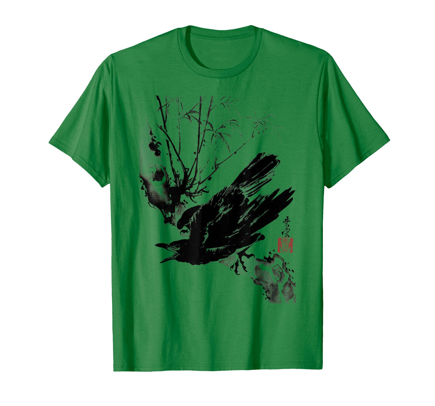 Crow Raven Bird Gothic Vintage Japanese Ukiyo-e Woodblock T-Shirt