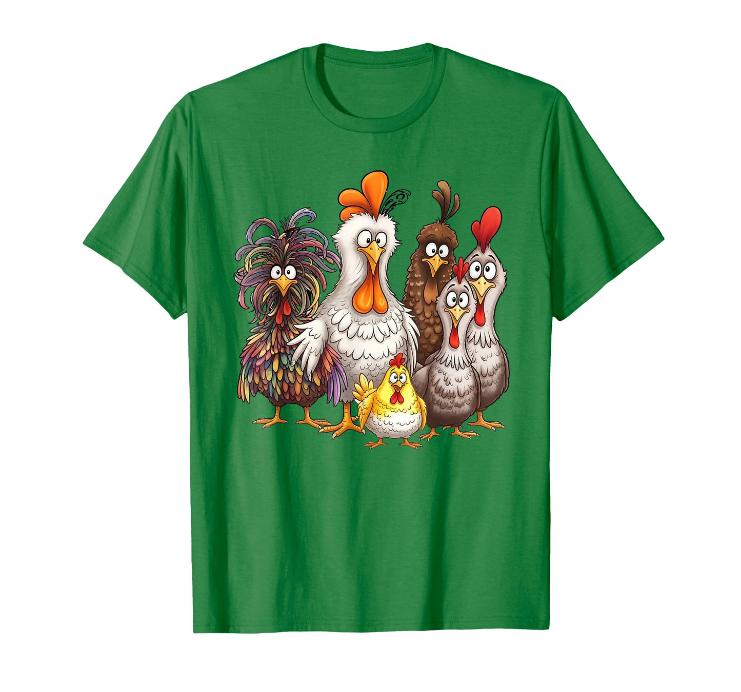 Funny Colorful Chicken Family Thanksgiving Cartoon Design T-Shirt