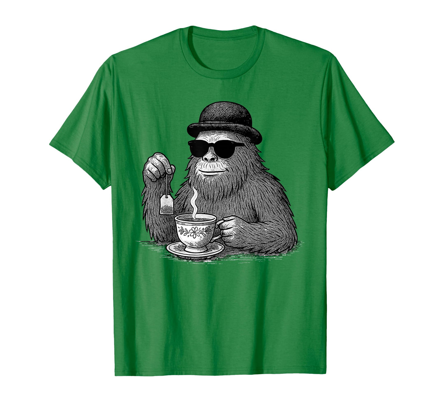 Tea | Cool Bigfoot with Sunglasses & Teacup, Funny Tea T-Shirt
