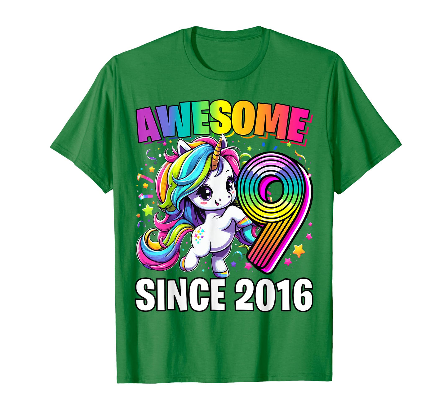Unicorn 9th Birthday 9 Year Old Unicorn Party Girls Outfit T-Shirt
