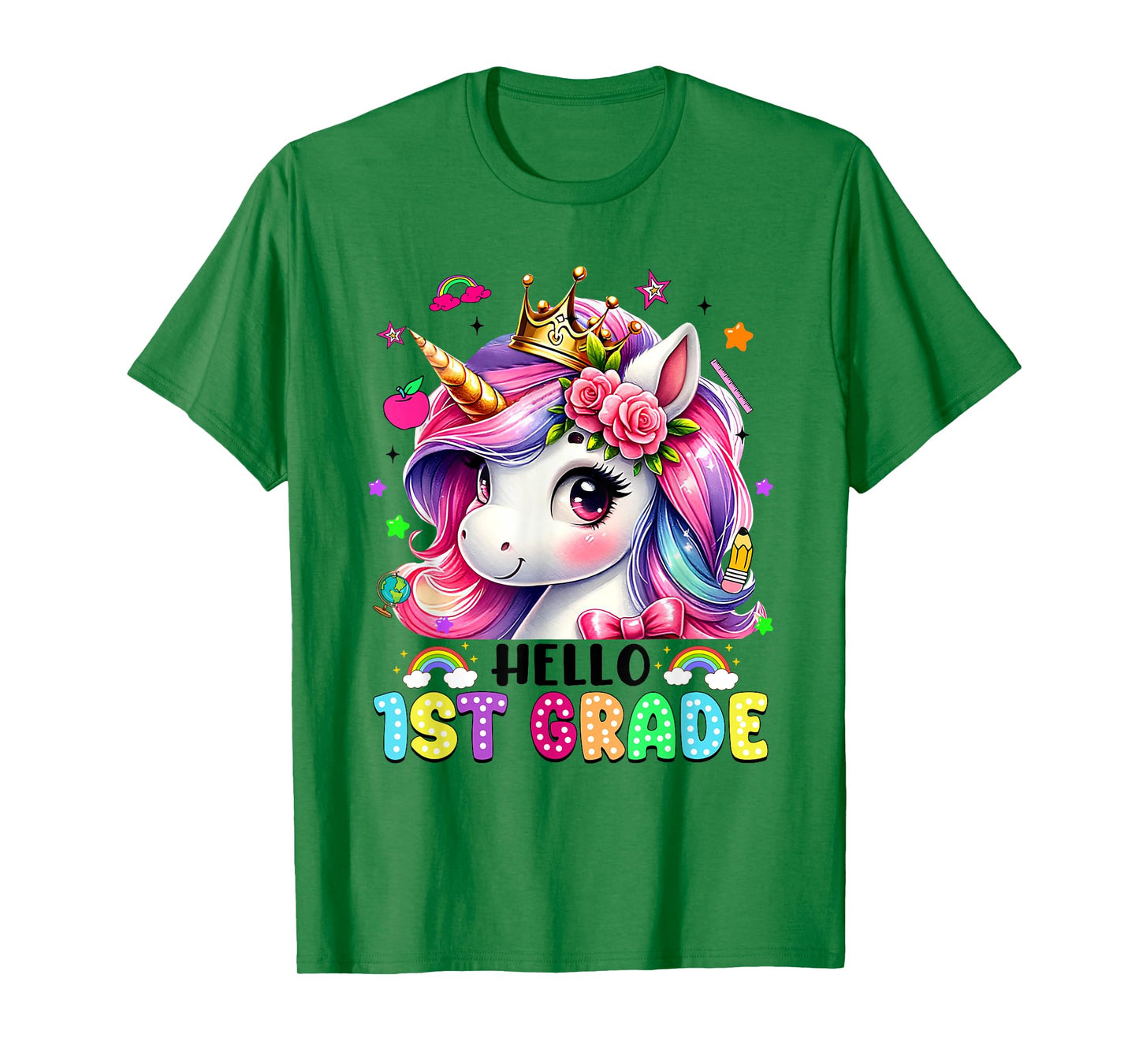 Hello 1st Grade Unicorn First Day Of School Outfits Girls T-Shirt