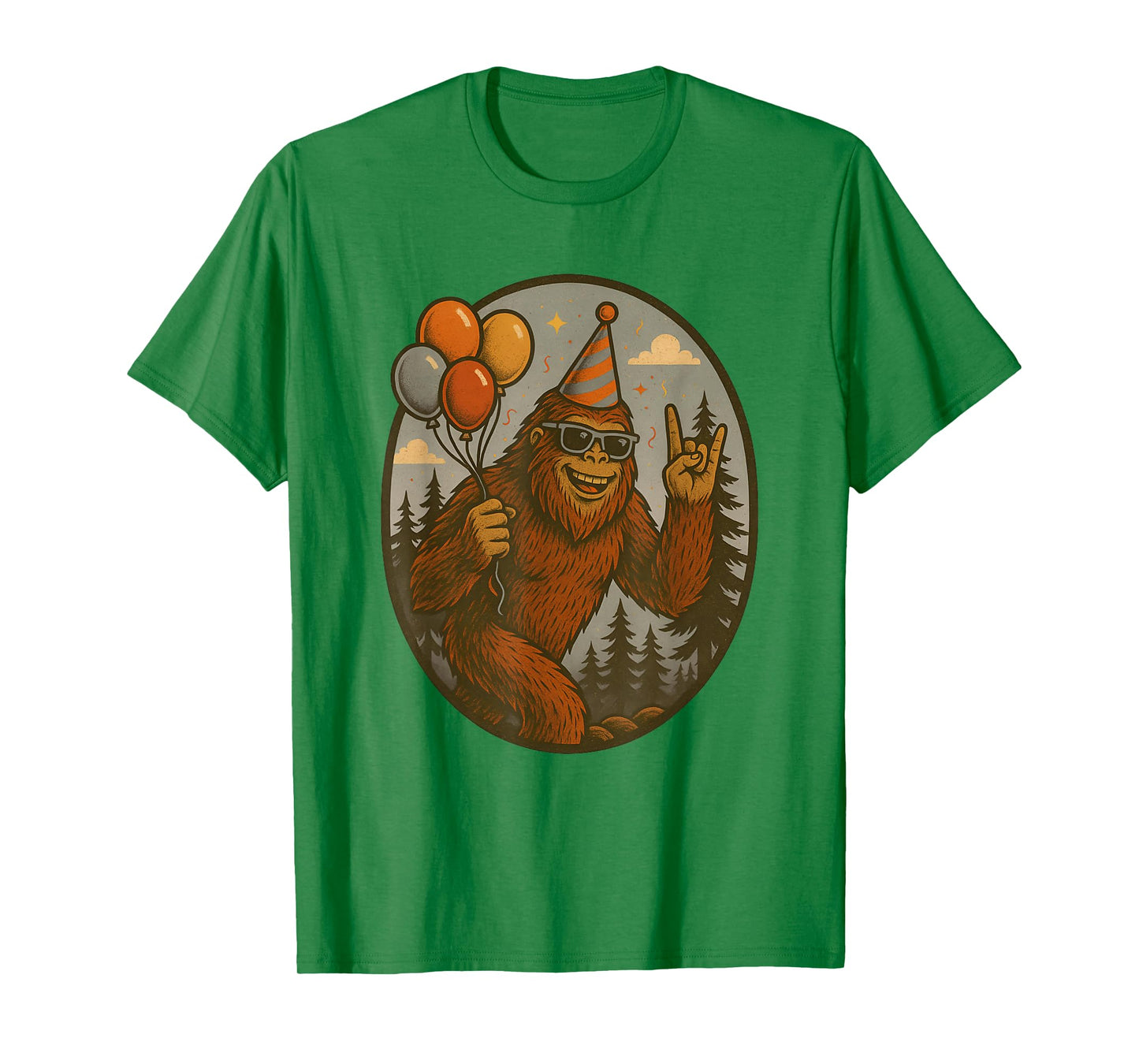 Bigfoot Party Vibes Birthday Balloons Forest Fun T-Shirt