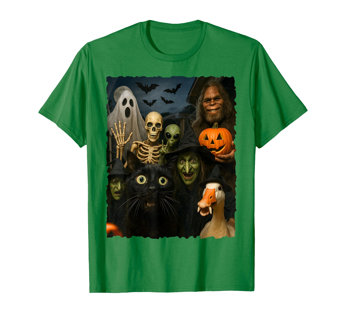 Ghost Bats Goose Bigfoot Alien Funny Cat Skeleton Witch 2025 T-Shirt