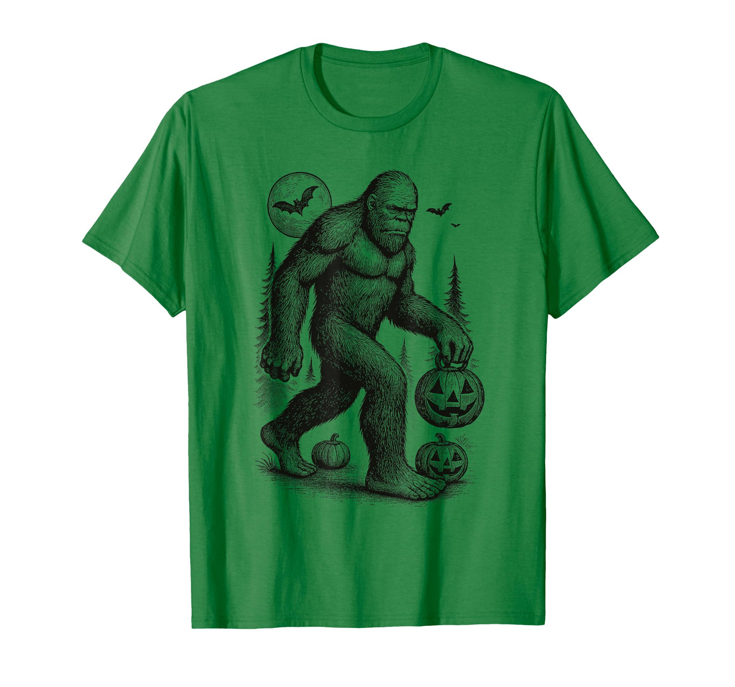 Halloween Bigfoot Sasquatch in The Forest Jack-O-Lantern Men T-Shirt