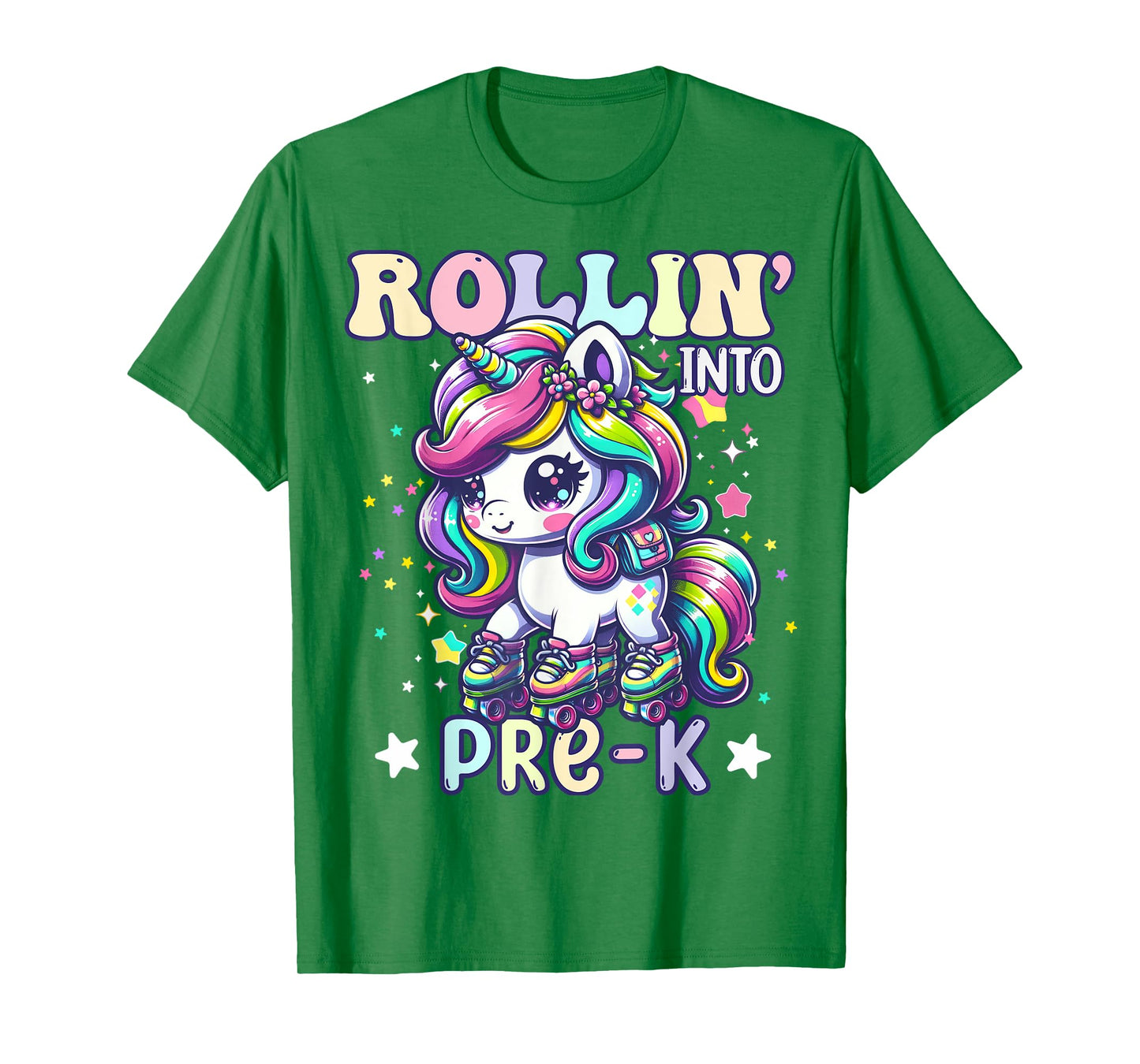 Pre-K Back To School First Day Girl Preschool Rollin Unicorn T-Shirt