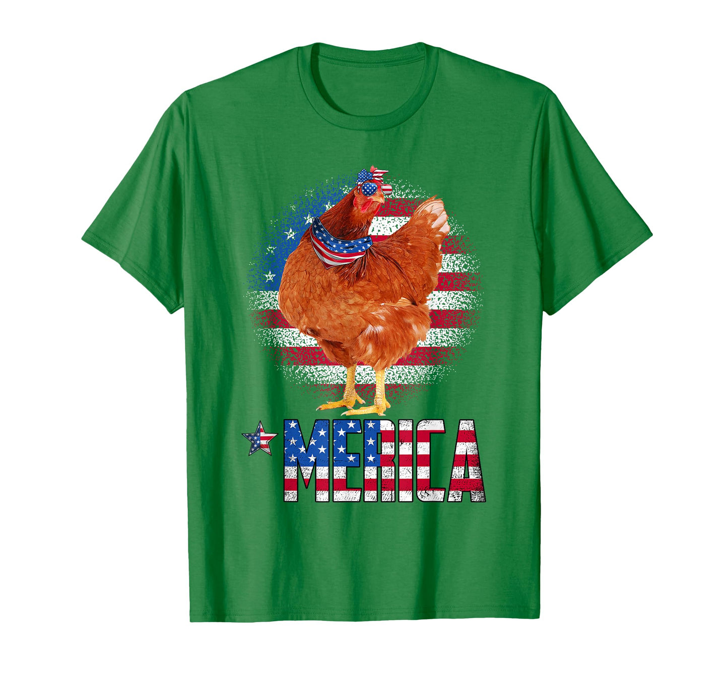Retro Merica Chicken USA Flag Sunglasses & Bandana July 4th Women Kids Men T-Shirt