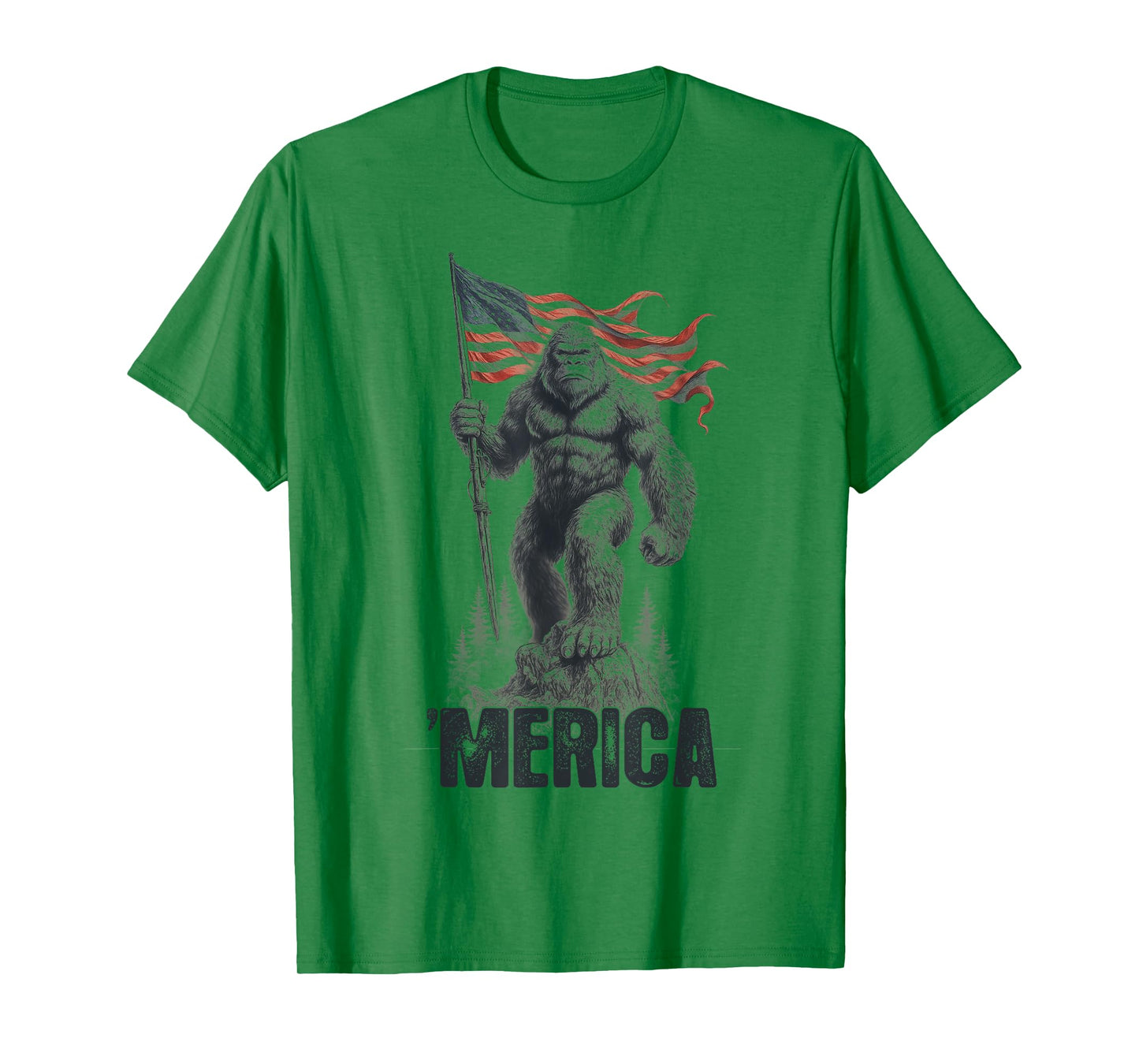 Patriotic Sasquatch American Flag - Legendary Bigfoot Merica T-Shirt