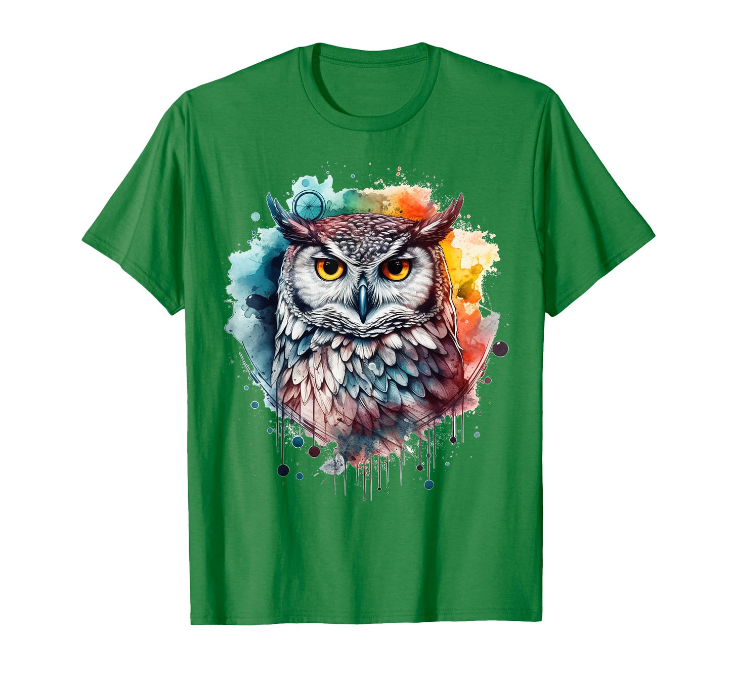 Owl artwork, colourful animal lovers, bird art, animal owl T-Shirt