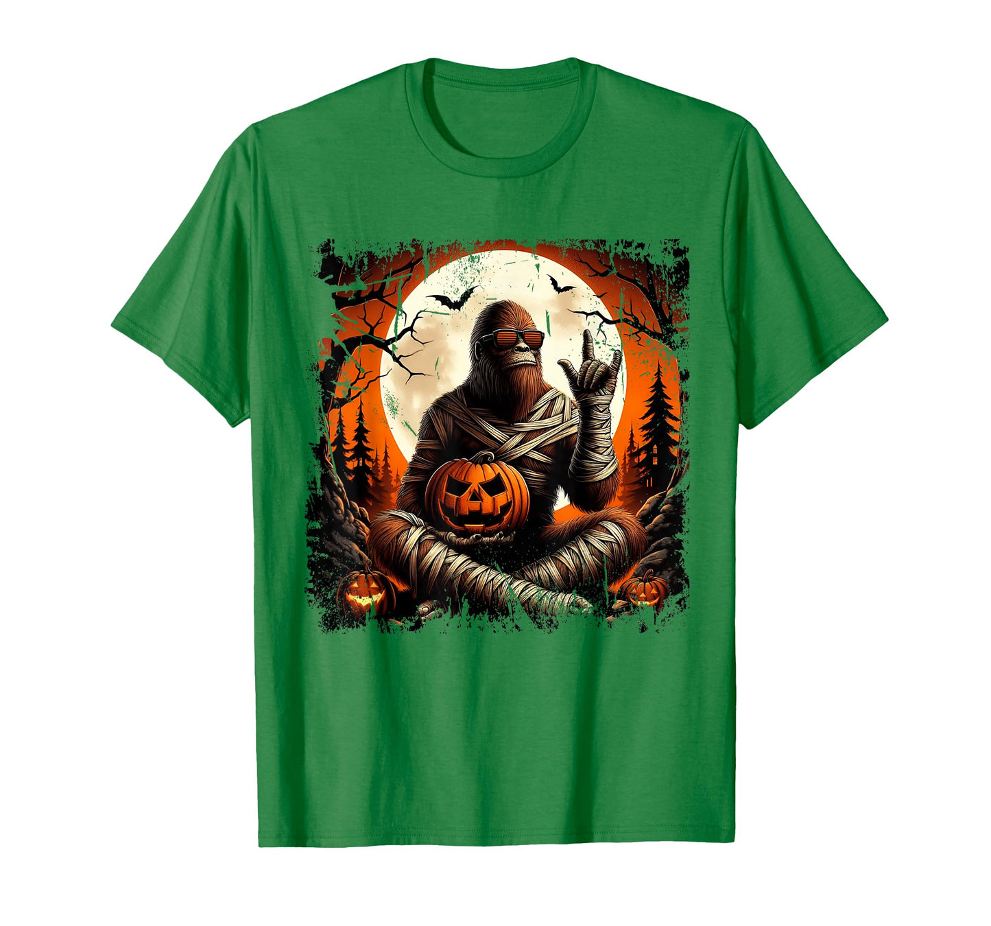Spooky Sasquatch Bigfoot Mummy Halloween Jack O Lantern Mens T-Shirt