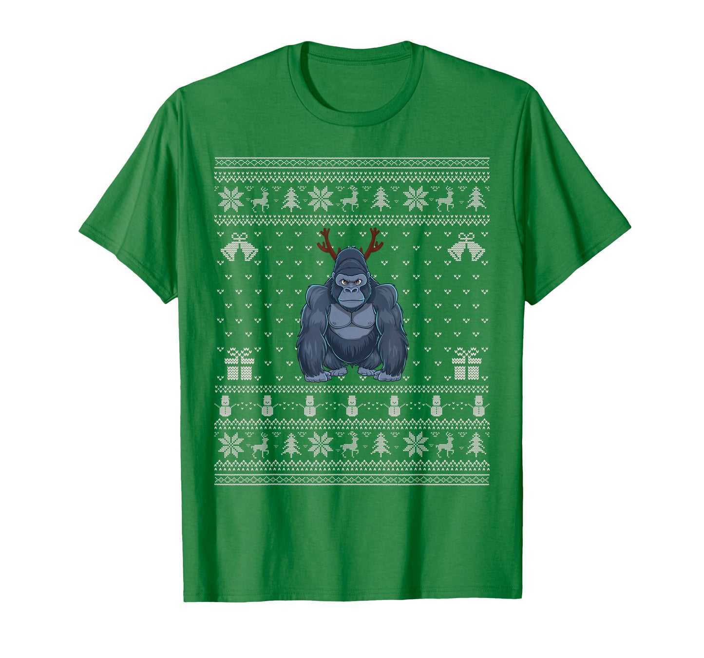 Ugly Xmas Sweater Style Gorilla Reindeer Christmas T-Shirt