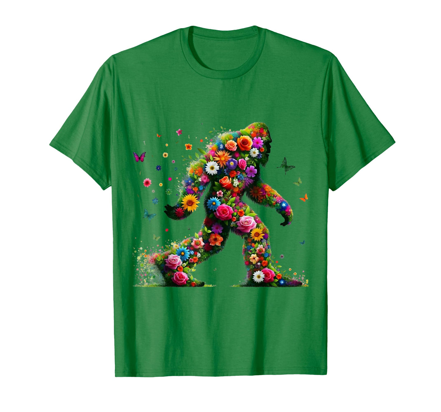 Floral Bigfoot Colorful Flower Power Hippie Sasquatch Art T-Shirt