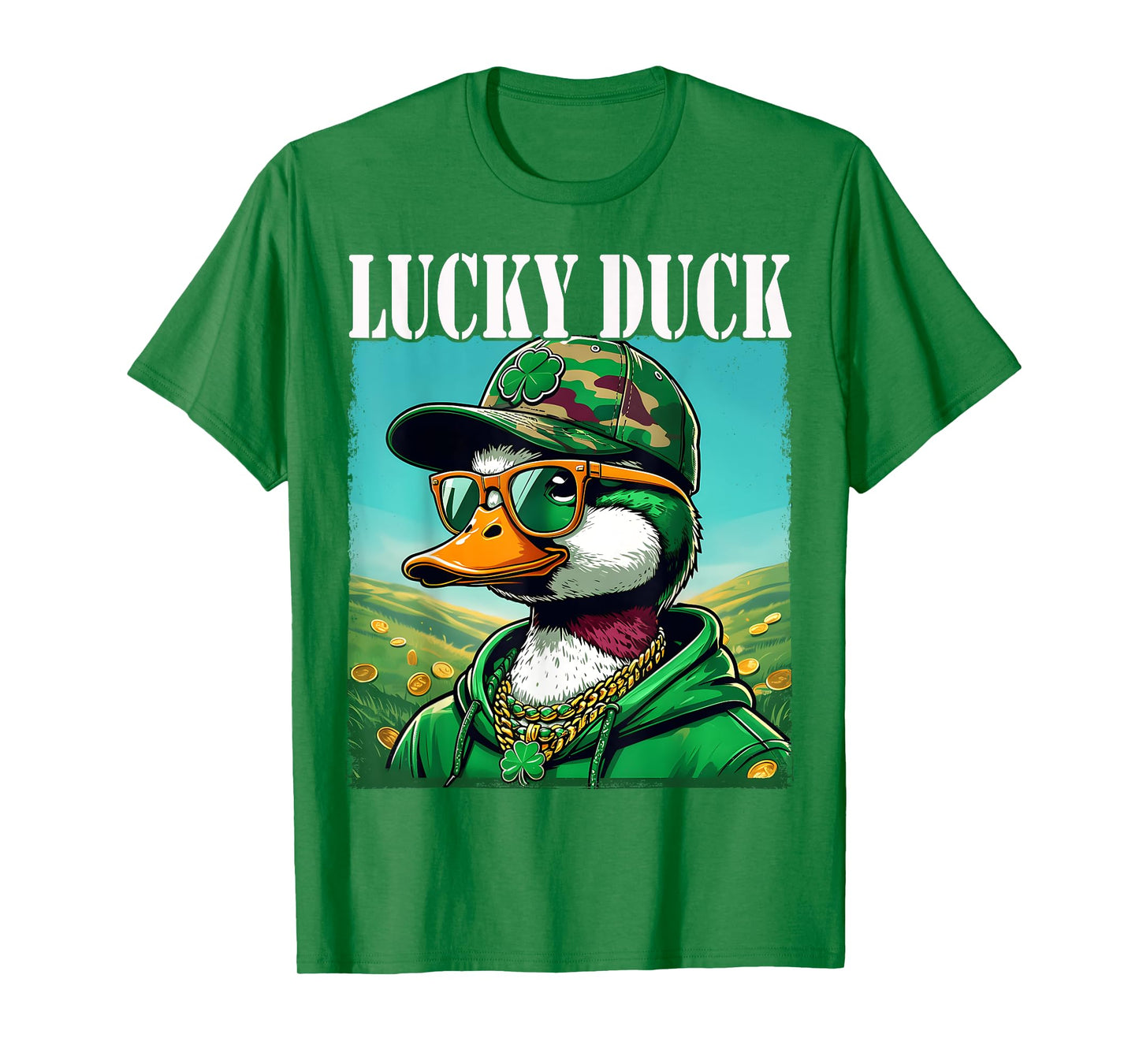 Lucky Duck Hunting Mallard Duck St Patrick's Day Shamrock T-Shirt