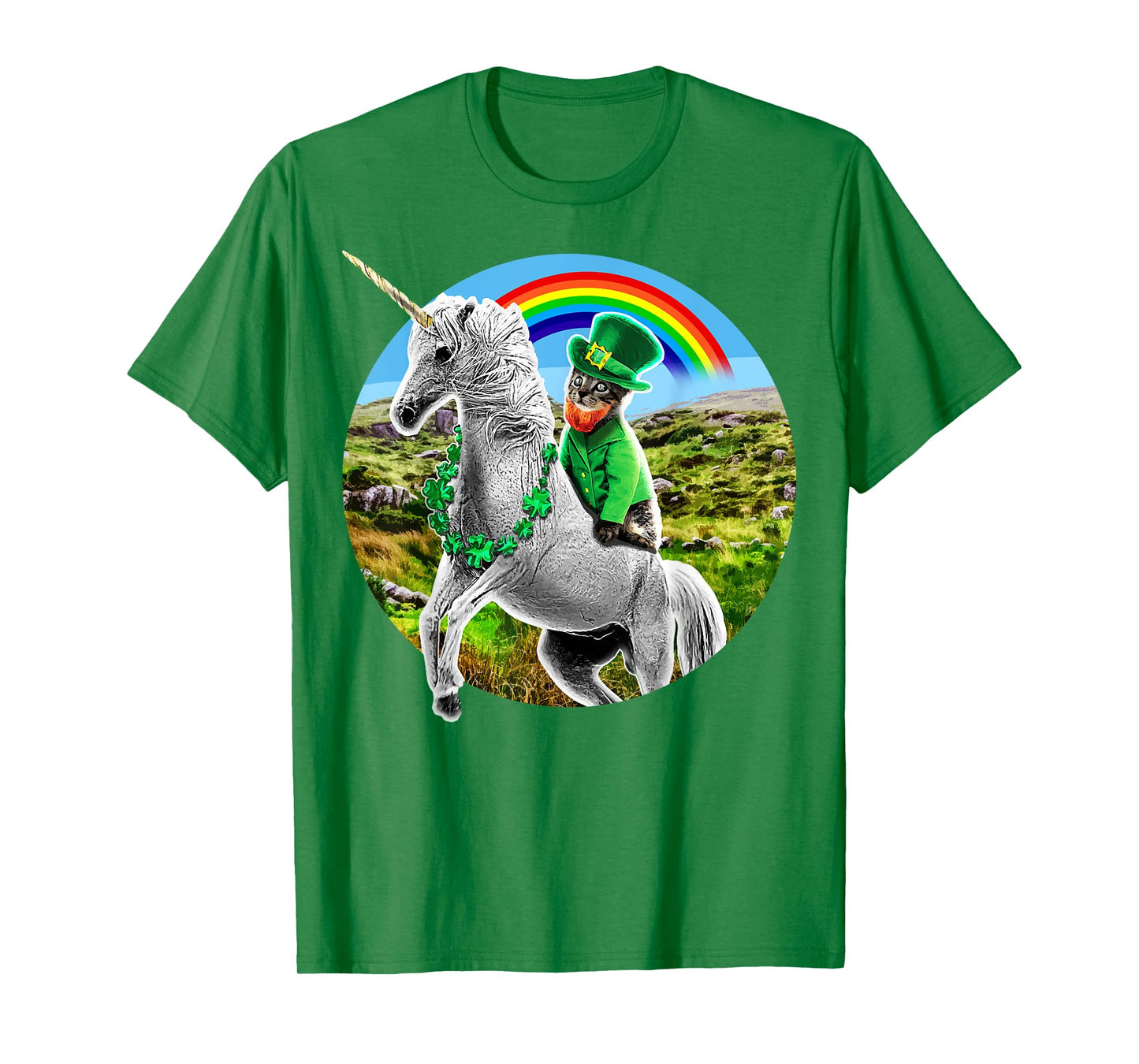 St. Patricks Day Unicorn Rainbow Leprechaun Cat Shirt Gift T-Shirt