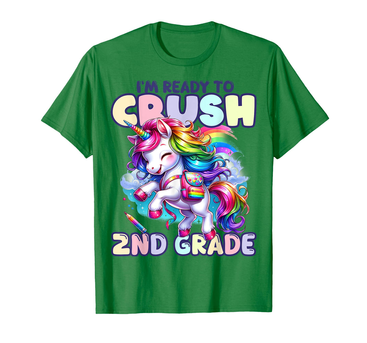 Crush 2nd Grade Girls Back to School Unicorn First Day Cute T-Shirt