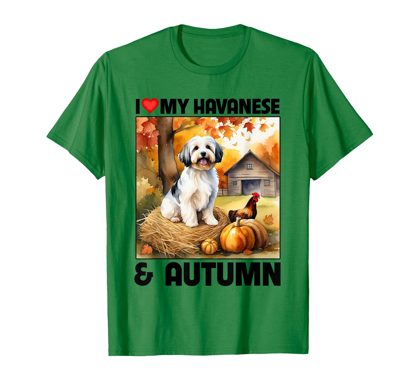 I Love My Havanese and Autumn Fall Leaves Pumpkin Havapoo T-Shirt
