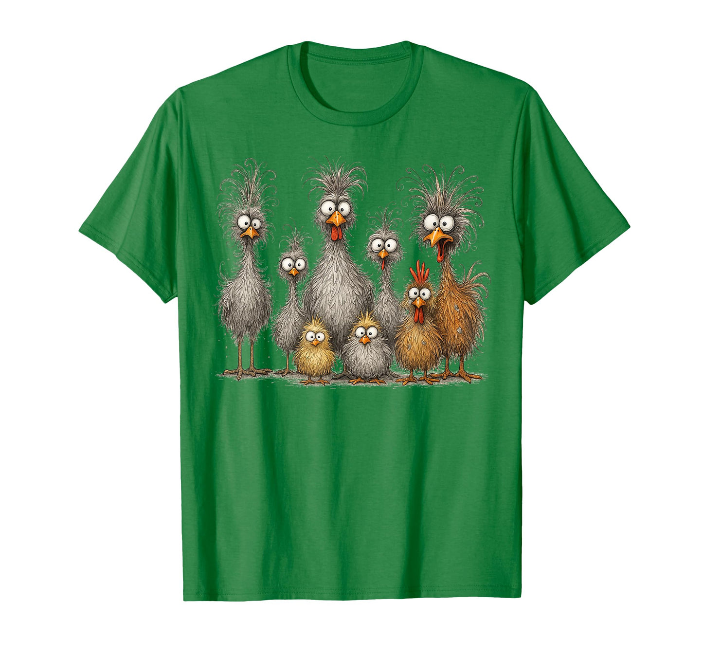 Eagerlys Colorful Funny Chicken Art, Crazy Chicken Family T-Shirt