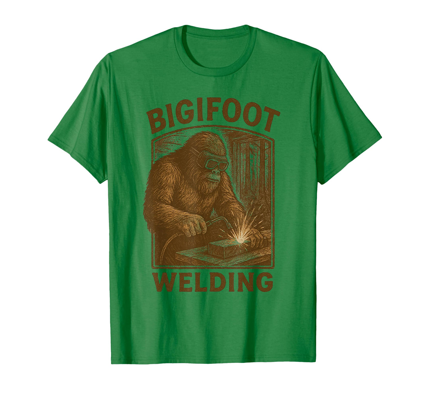 Funny Bigfoot Welding Funny Sasquatch Welder Graphic Cryptid T-Shirt