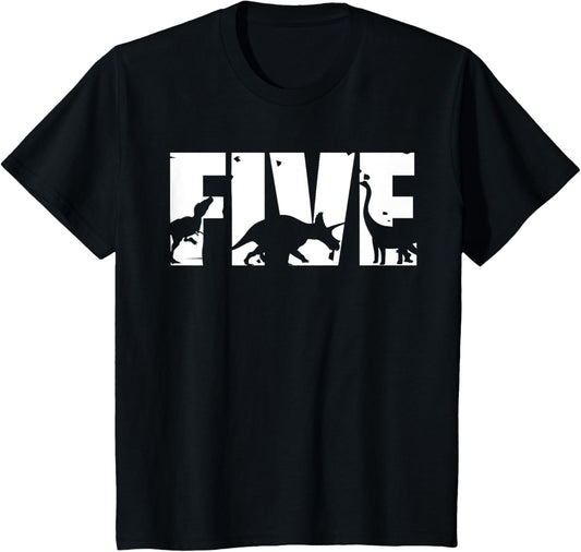 5 Years Old Birthday Boy Dinosaur T-Rex Gift, 5th BDay T-Shirt