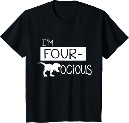4th Birthday Shirt Dinosaur Party 4 Year Old Boy Gift Tshirt T-Shirt