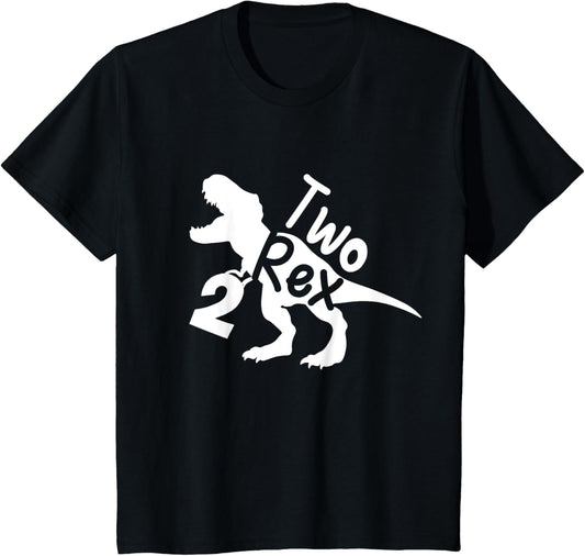 Kids Two Rex Dinosaur 2nd Birthday Party Toddler Boy Gift T-Shirt